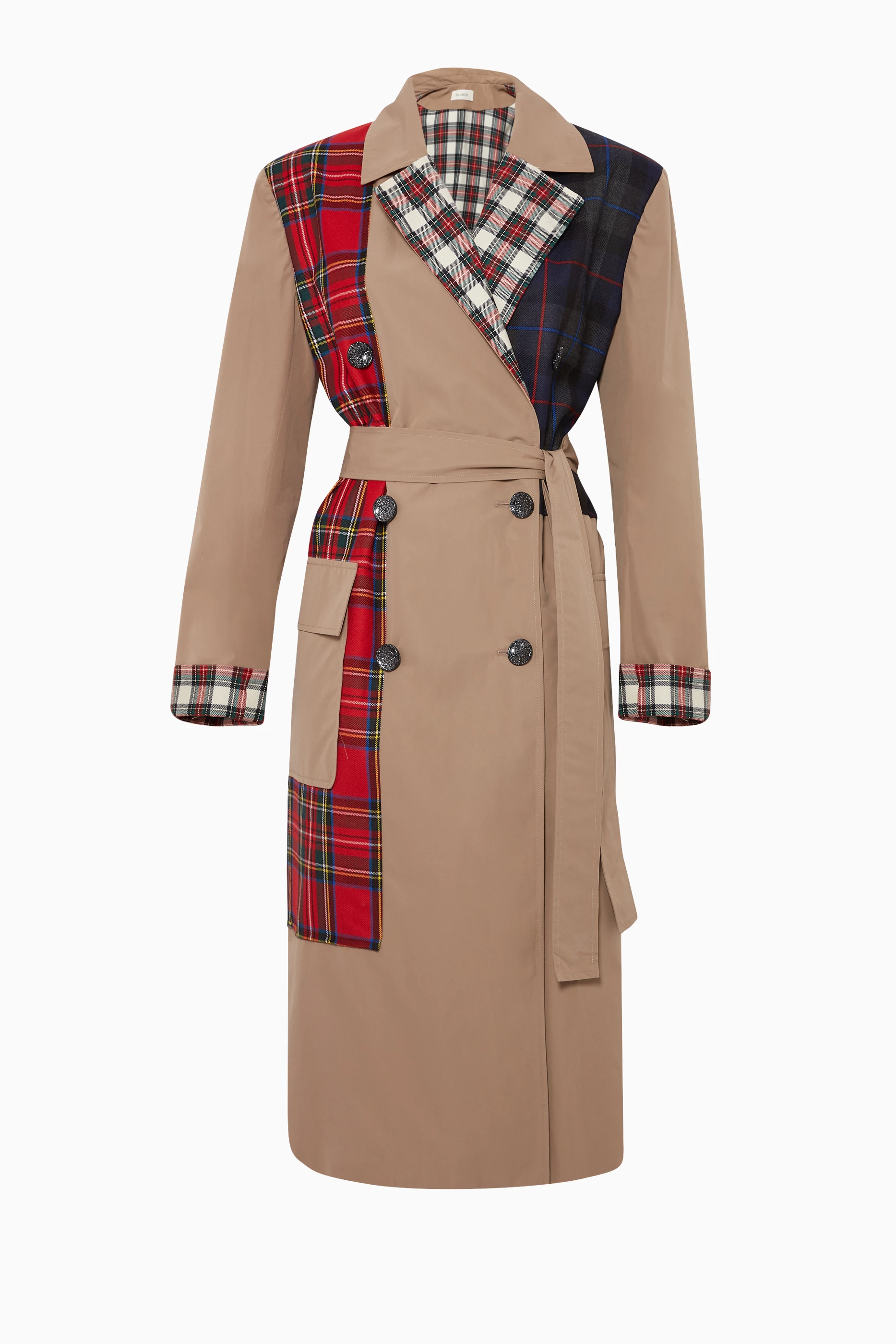 Buy Isa Arfen Multicolour Multi Coloured Plaid Panel Trench Coat For Women Online Ounass Saudi