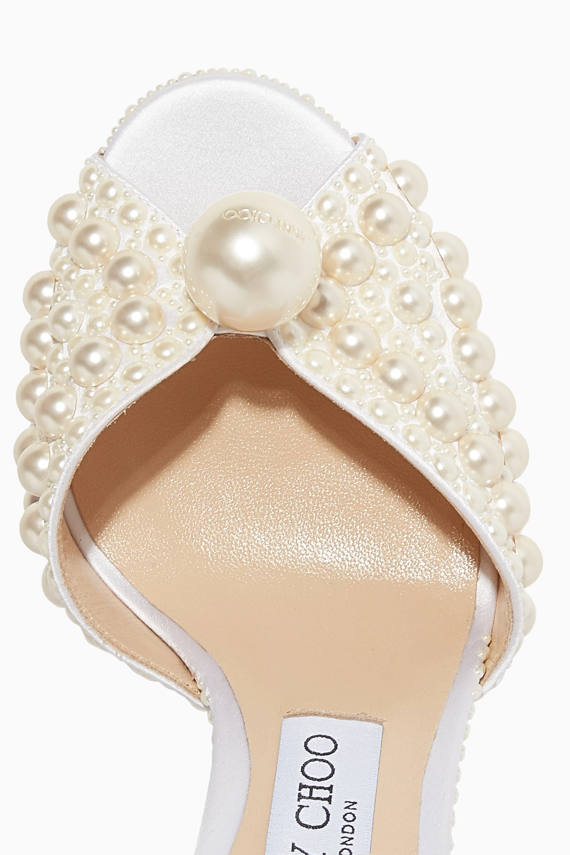 Buy Jimmy Choo White Sacora 100 Pearl Satin Sandals For Women Online Ounass Saudi
