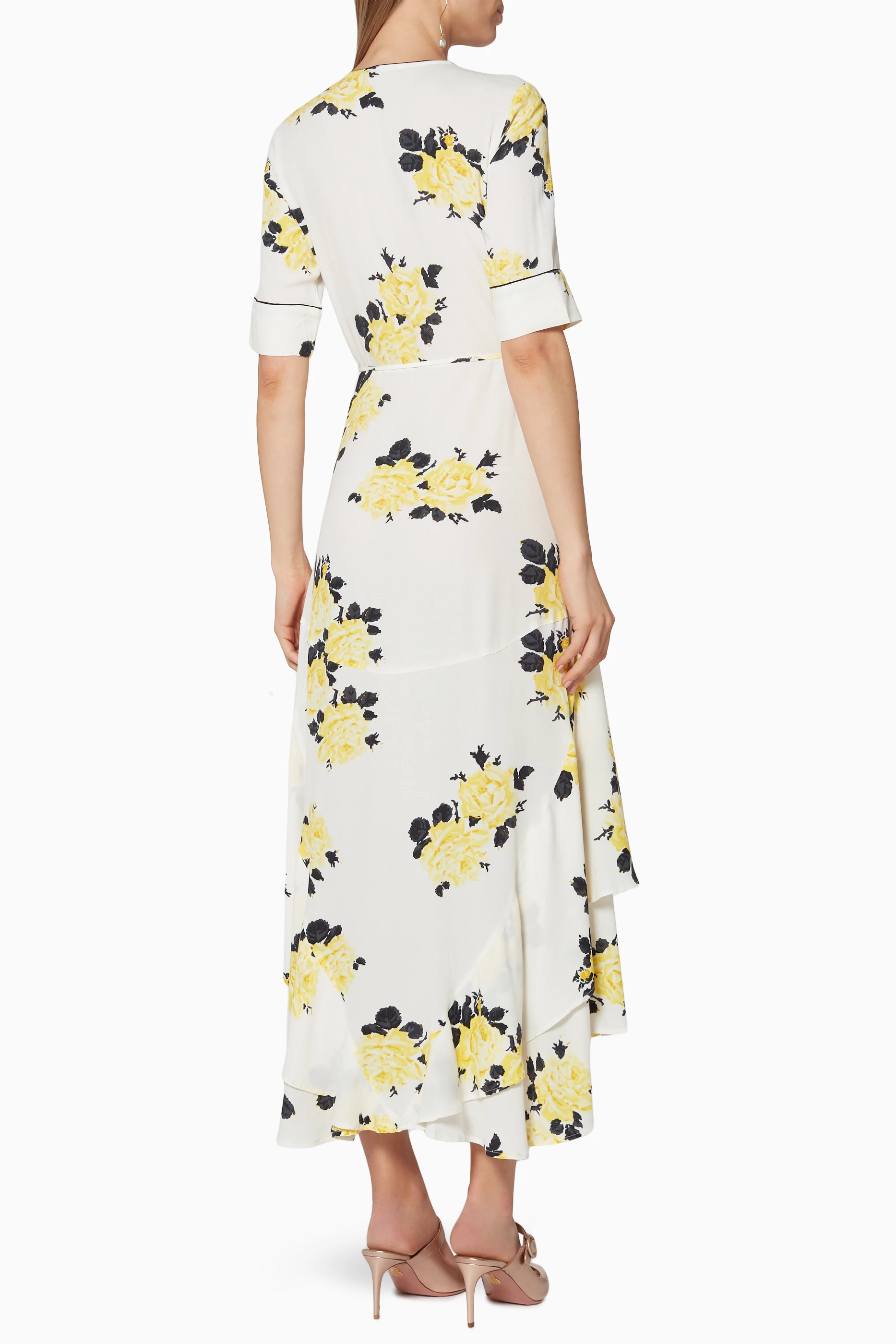 Buy Ganni Neutral Vanilla Ice Silvery Crepe Dress For Women Online Ounass Saudi