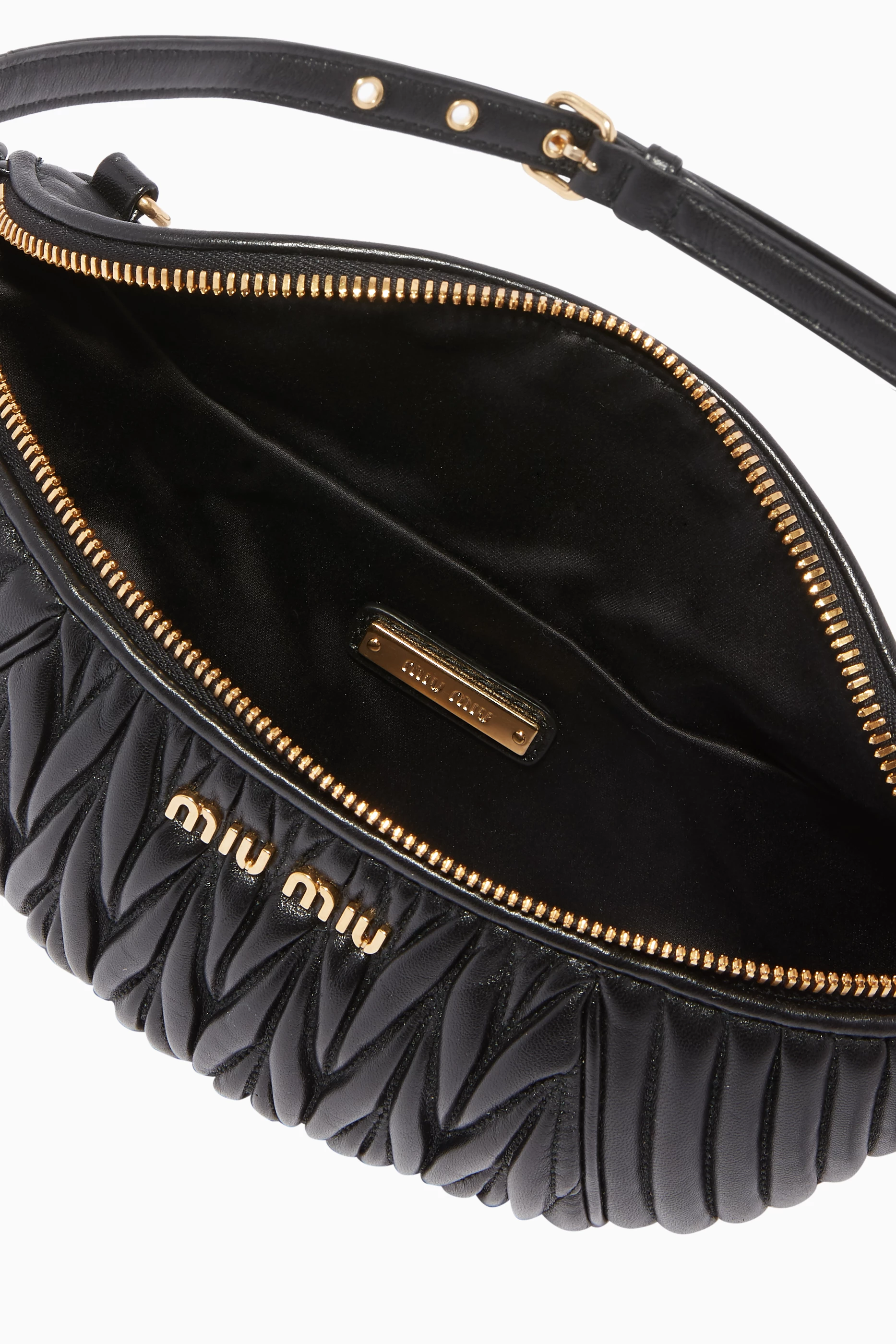 Buy Miu Miu Black Black Matelasse Leather Belt Bag For Women Online Ounass Saudi