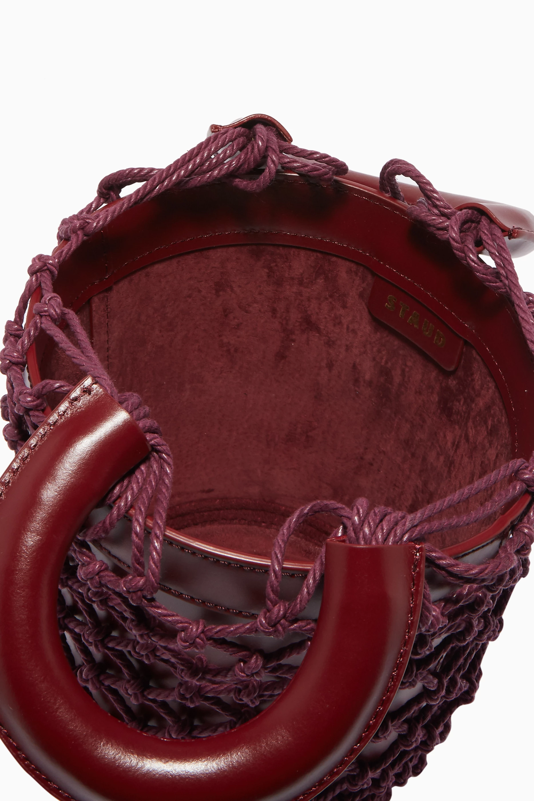 Buy Staud Burgundy Burgundy Macrame Moreau Bucket Bag For Women Online Ounass Saudi