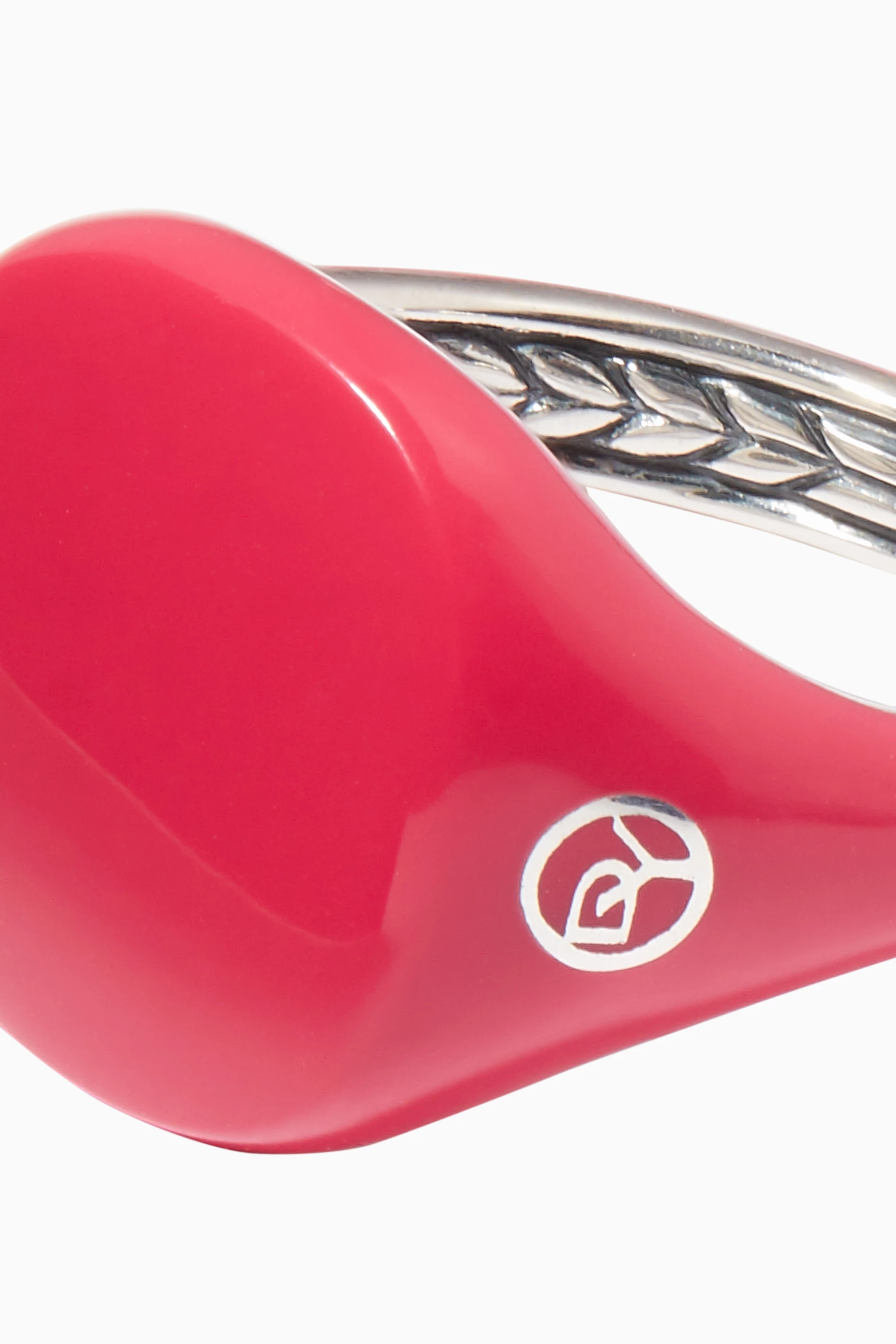 Buy David Yurman Silver Pink Ceramic Coated Pinky Ring For Women Online Ounass Saudi