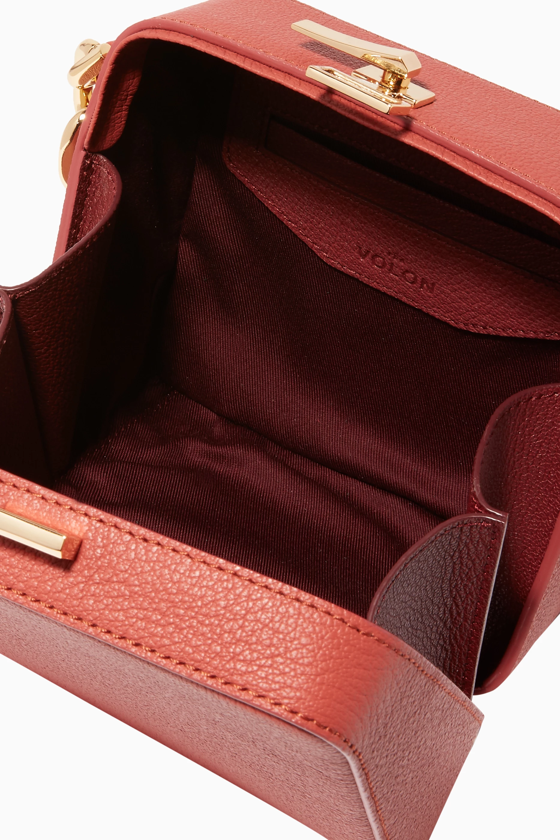 Buy The Volon Orange Orange Textured Leather Cube Bag For Women Online Ounass Saudi