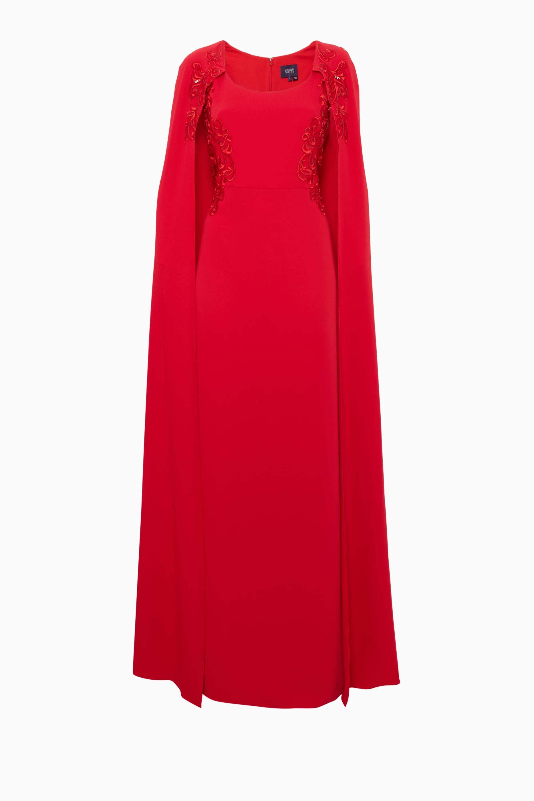 Buy Marchesa Notte Red Red Sequined Embroidered Cape Gown For