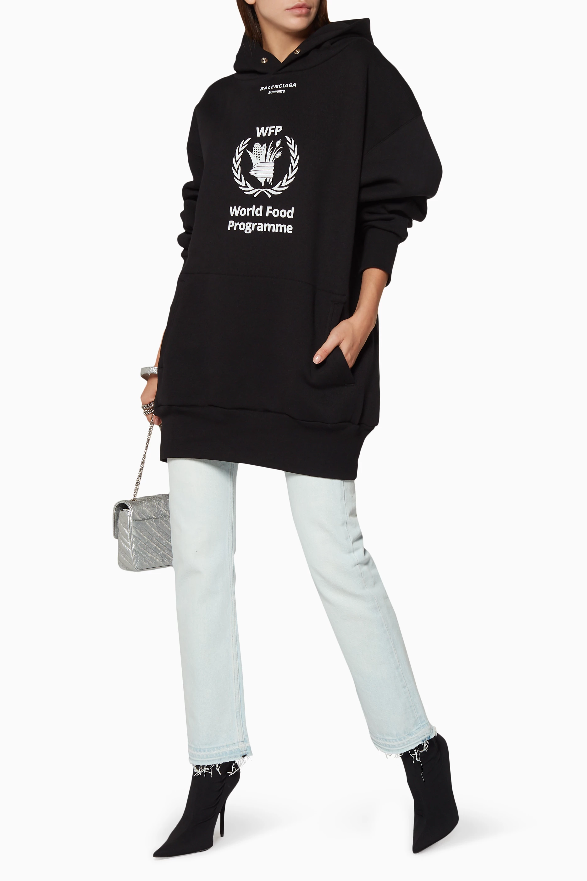 Buy Balenciaga Black Black World Food Programme Oversized Hoodie For Women Online Ounass Saudi