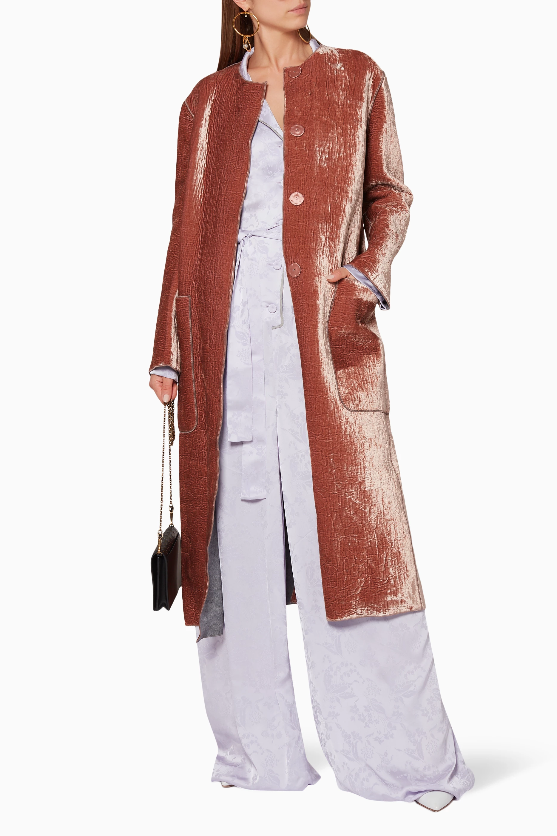 Buy Bottega Veneta Pink Light-Pink Velvet Coat For Women