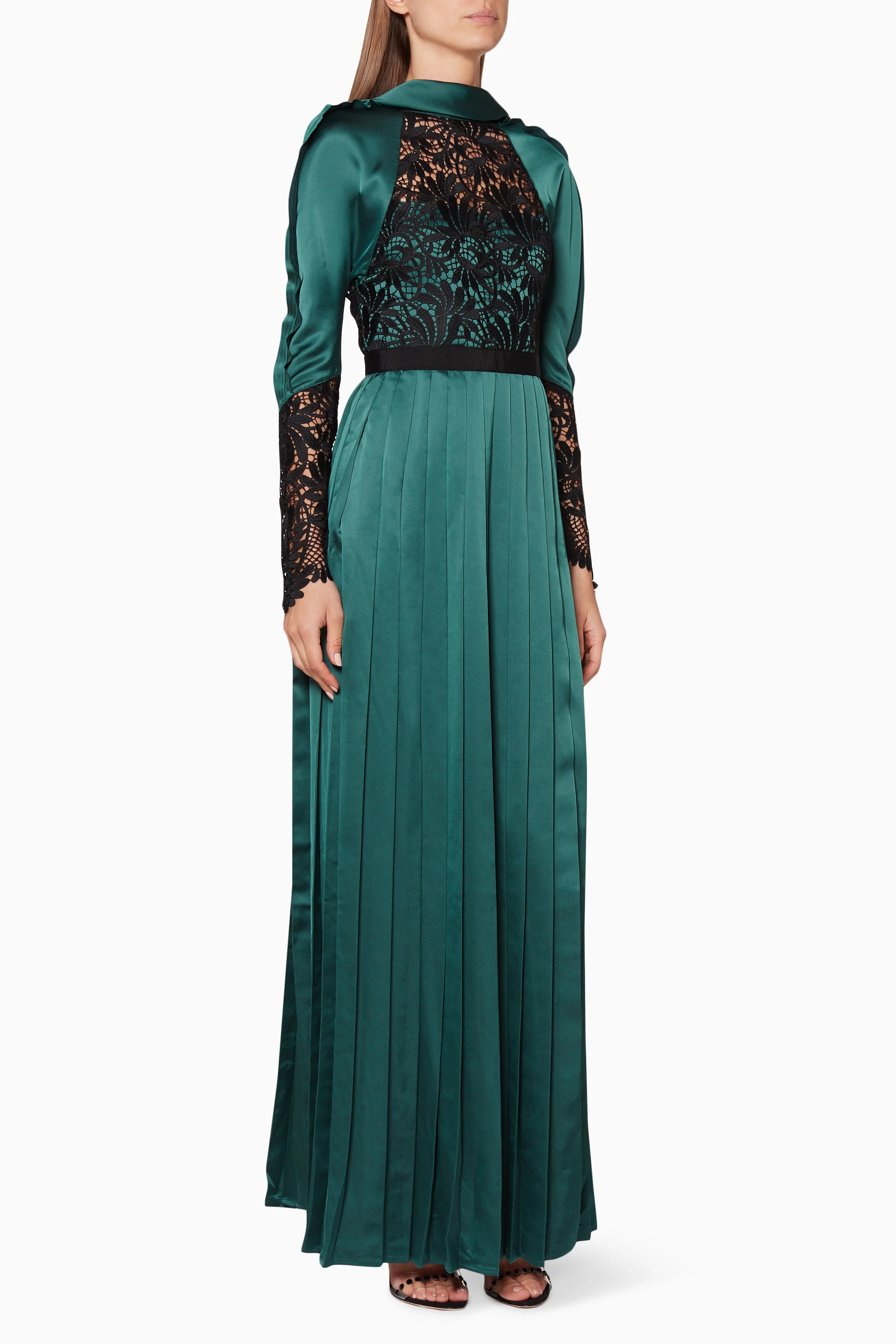 slim fit dress slacks Self-Portrait // Pleated Pearl Dress – VSP Consignment main image 0