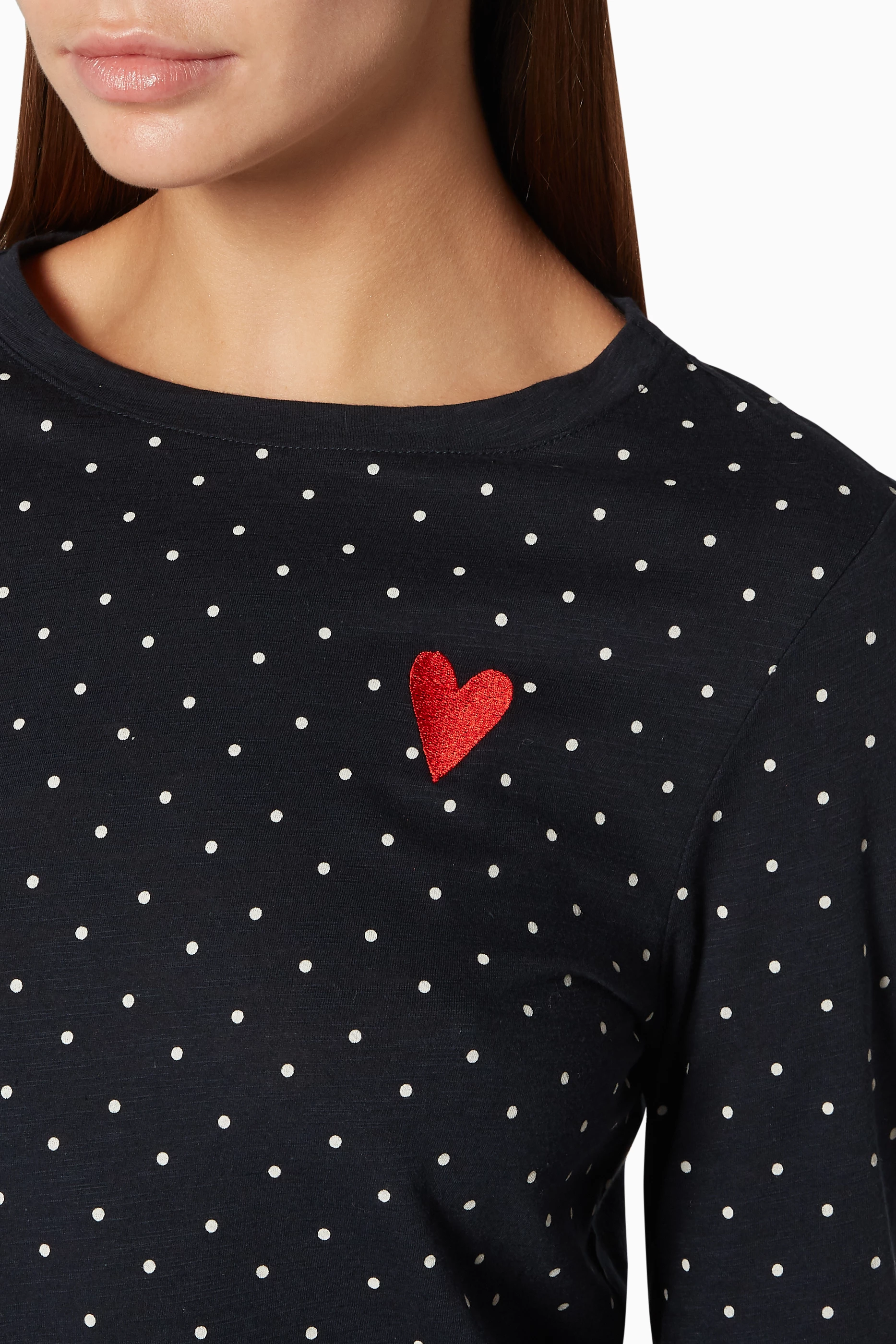 Buy WHISTLES Multicolour Multi Coloured Heart Embroidered Spot Top For Women Online Ounass Saudi