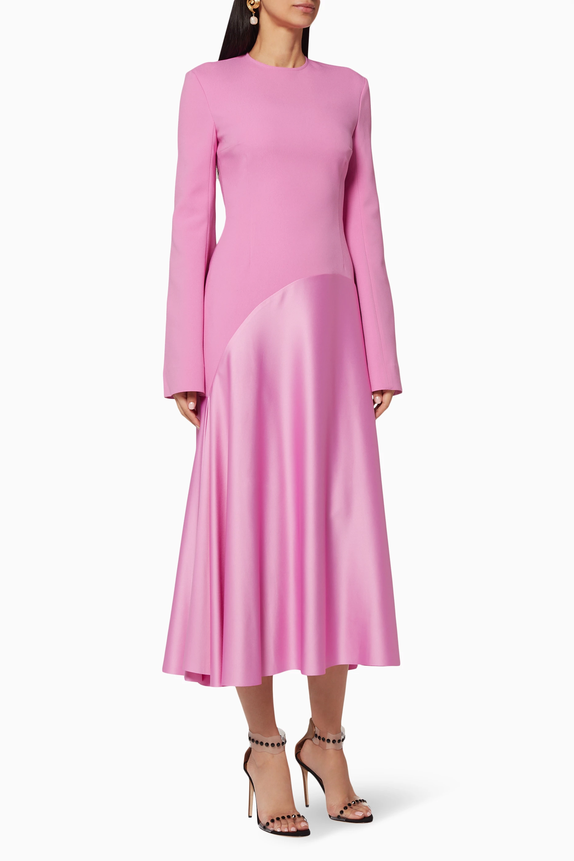 knee length dresses for ladies The Gaia Midi Dress in Soft Pink – Solace London main image 0
