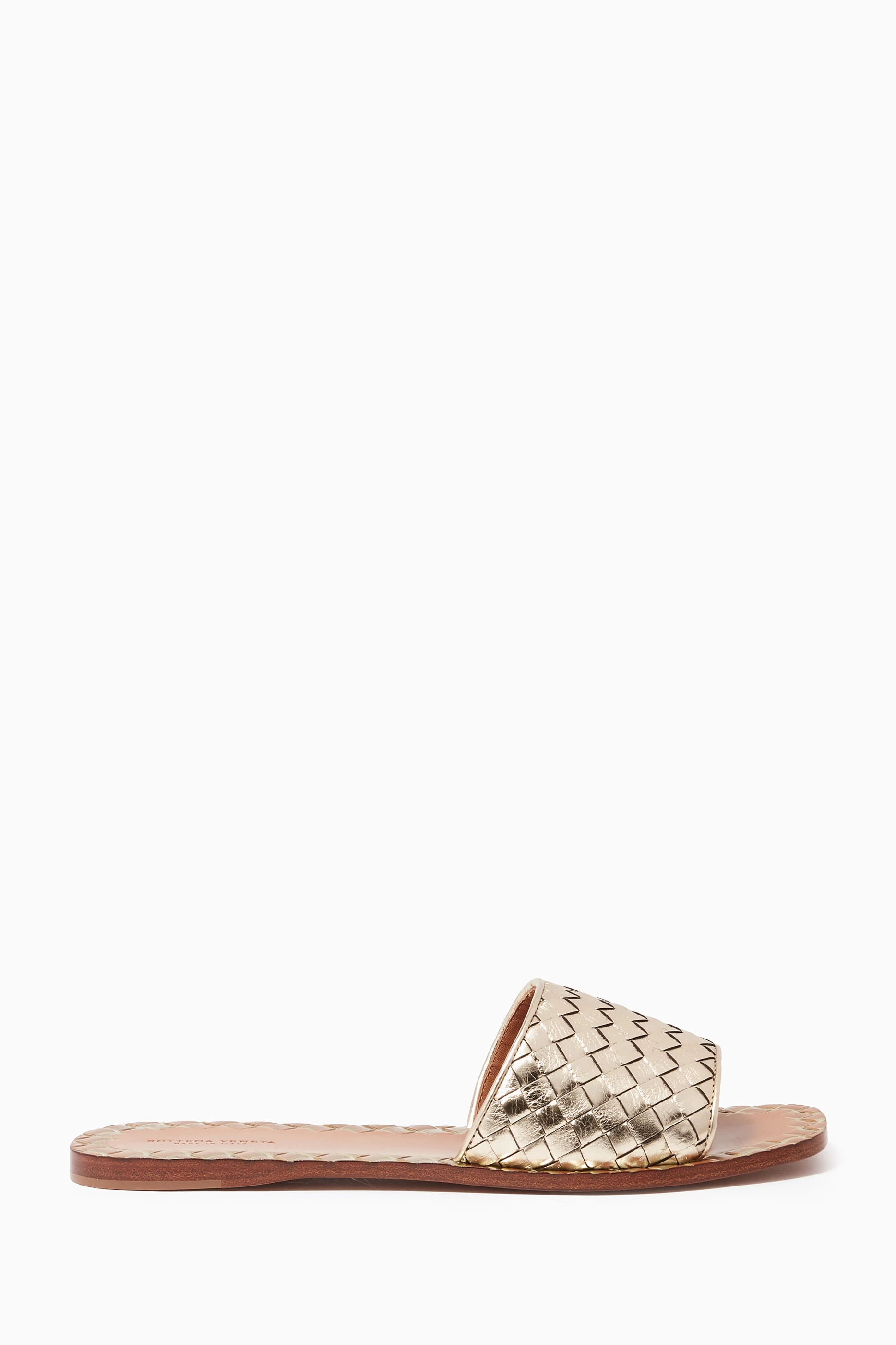 Buy Bottega Veneta Silver Platinum Gold Intrecciato Furrow Ravello Sandals For Women Online Ounass Saudi