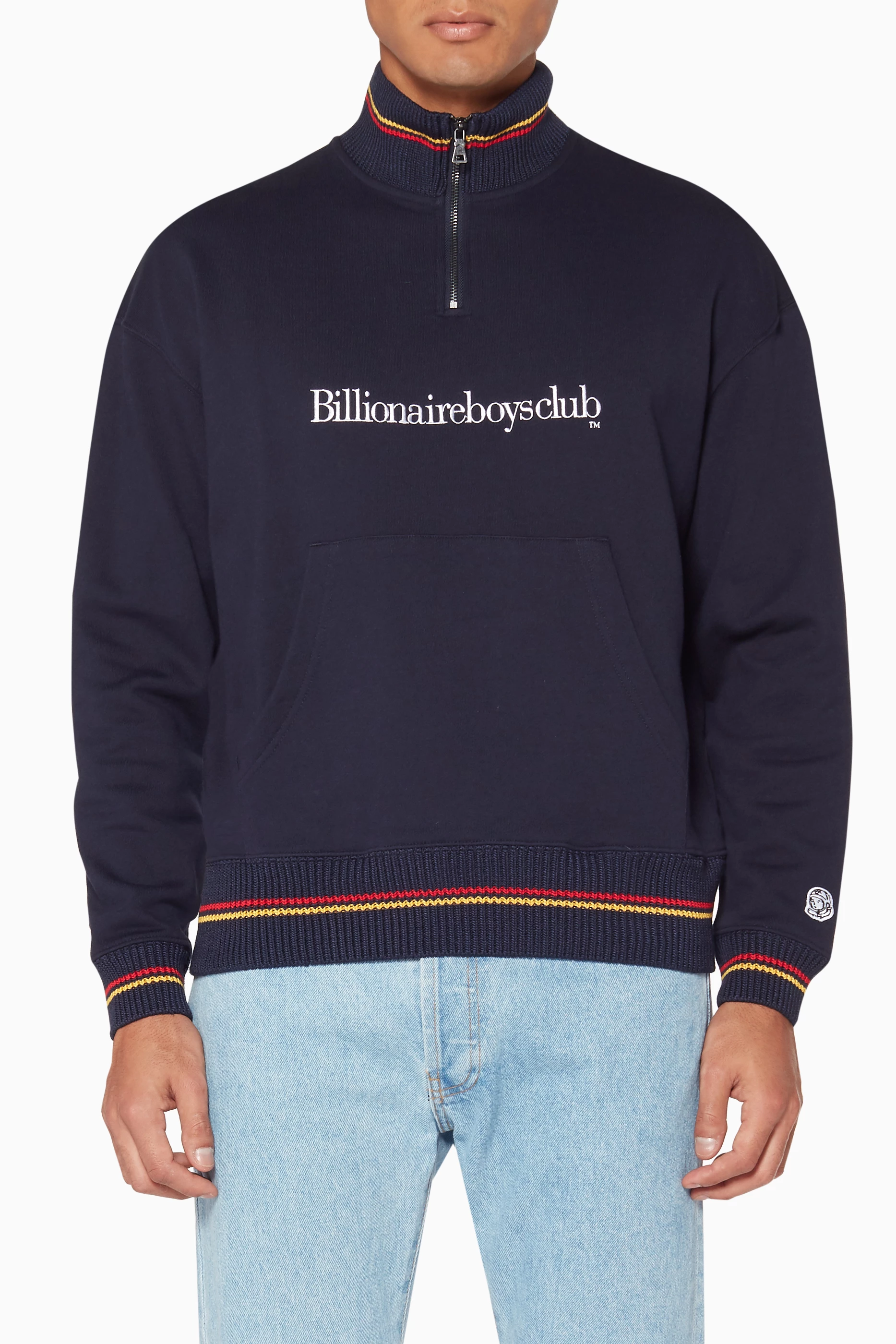 Buy Billionaire Boys Club Blue Navy Embroidered Logo Half-Zip 