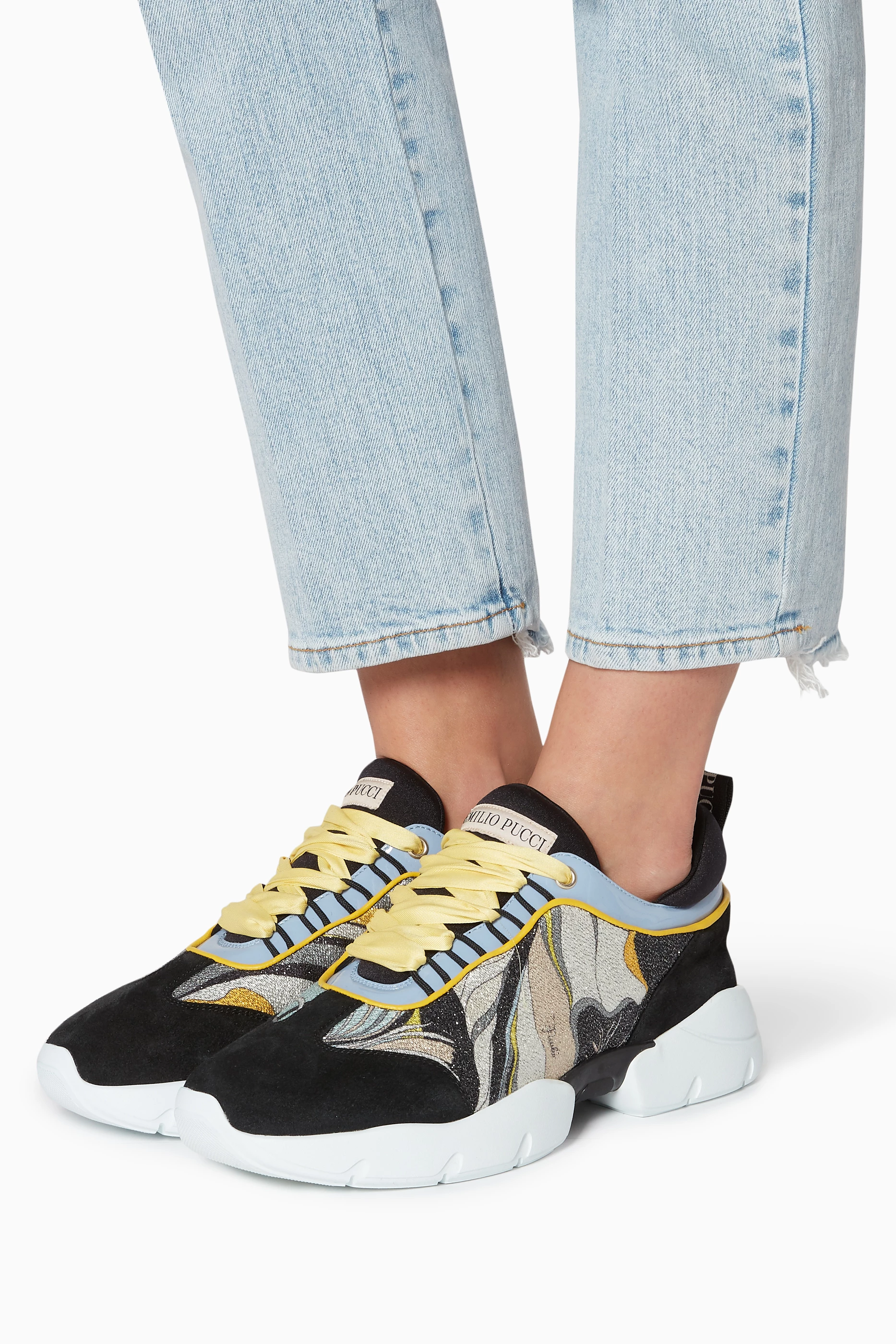 Buy Emilio Pucci Multicolour Black Multi Coloured Printed Lace Up Sneakers For Women Online Ounass Saudi