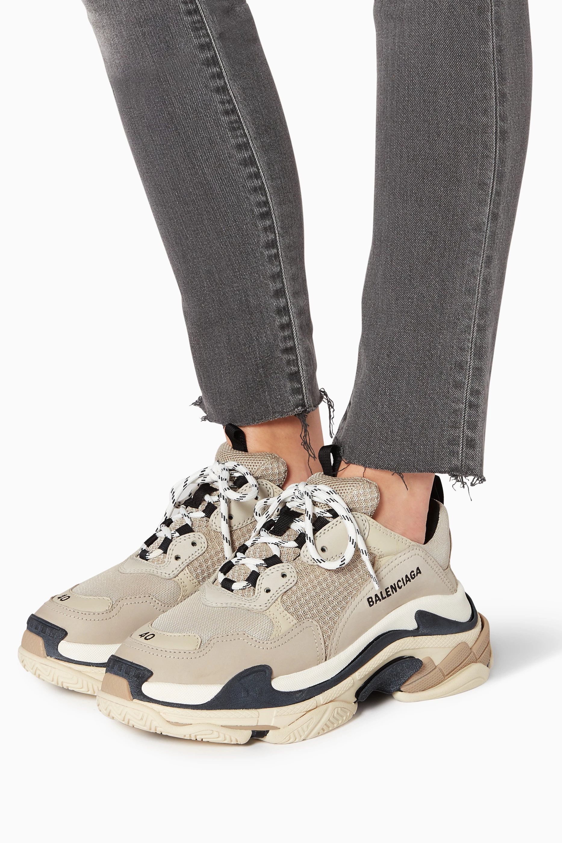 Buy Balenciaga Neutral Beige Pink Triple S Lace Up Sneakers For Women Online Ounass Saudi