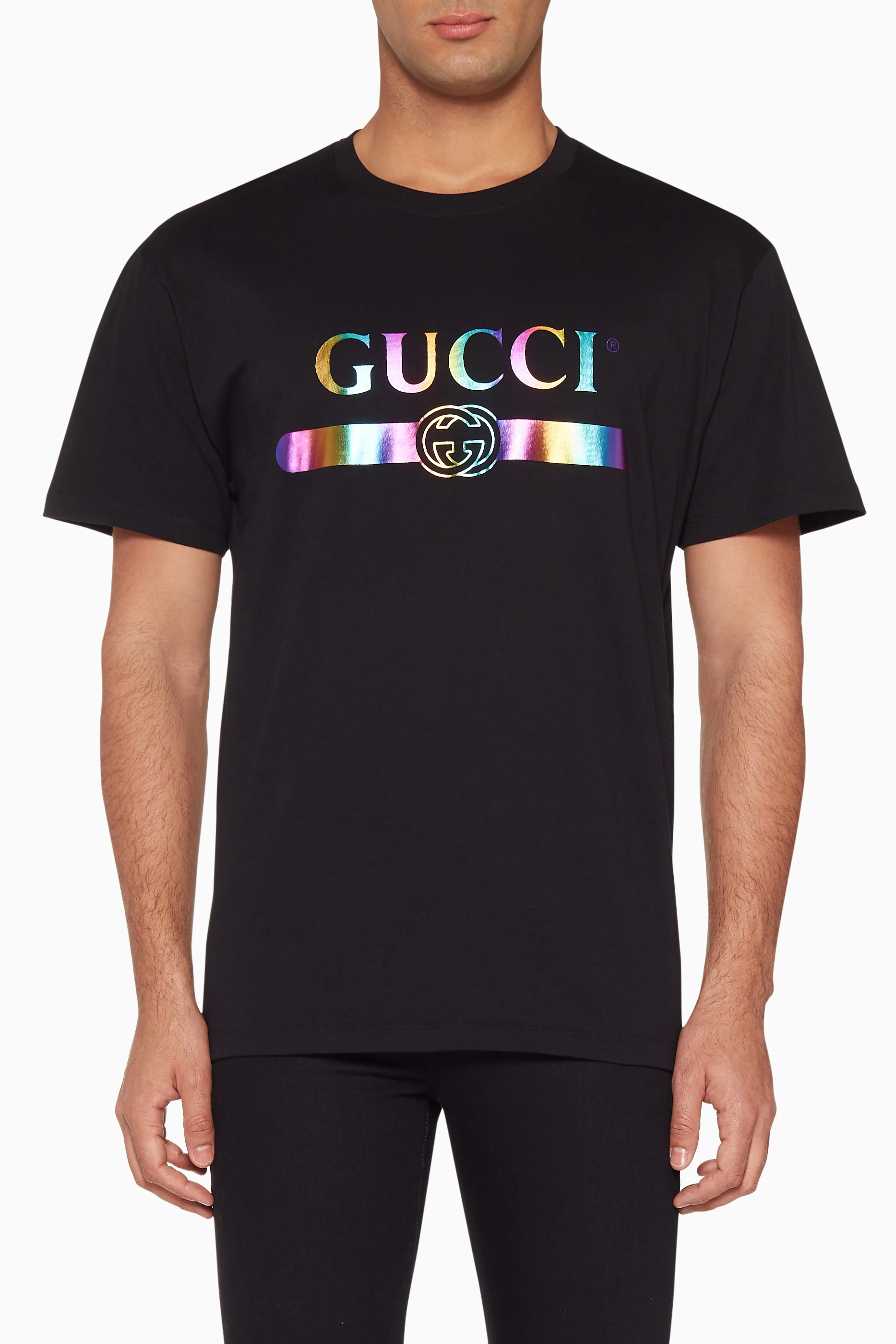 Buy Gucci Black Black Rainbow Logo T Shirt For Men Online Ounass Saudi