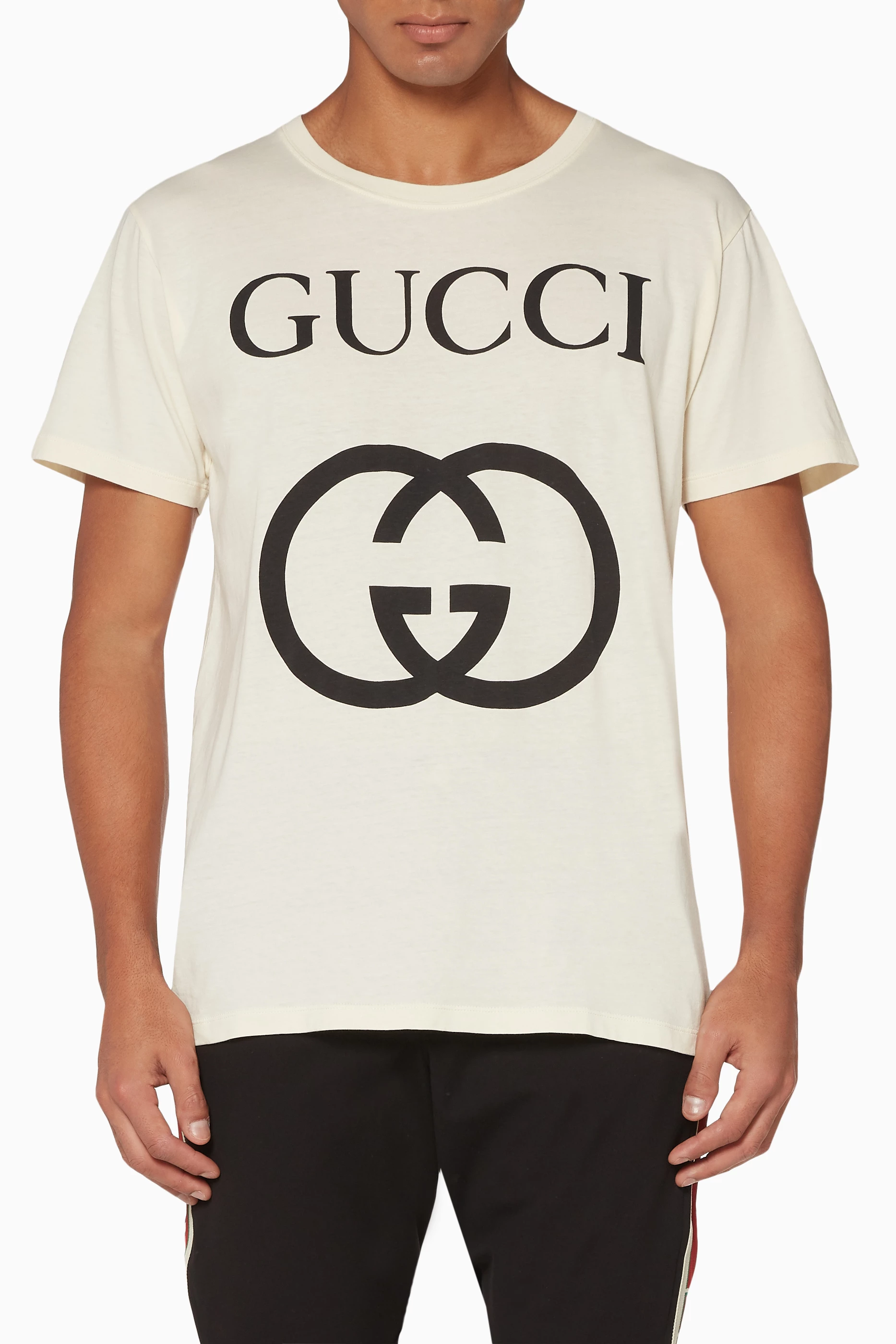 Buy Gucci White Interlocking G Logo Cotton T Shirt For Men Online Ounass Saudi