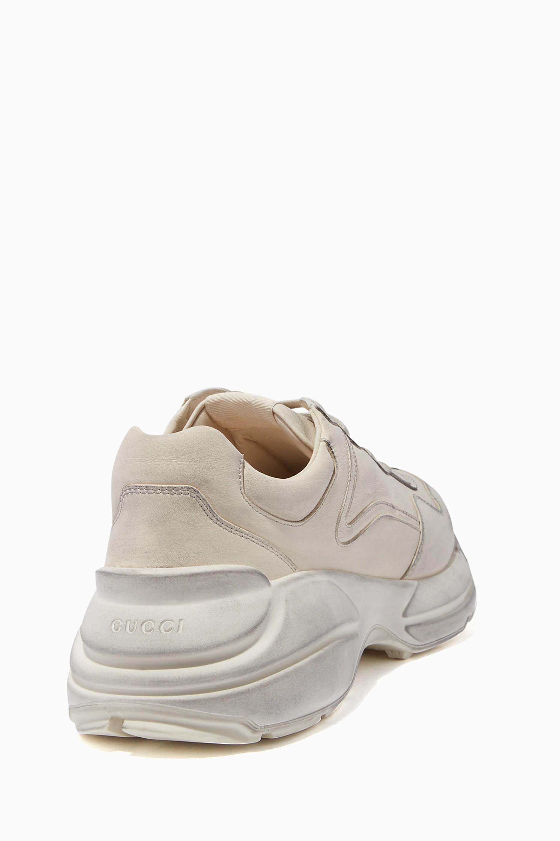 Buy Gucci White Ivory Rhyton Distressed Lace Up Sneakers For Men Online Ounass Saudi