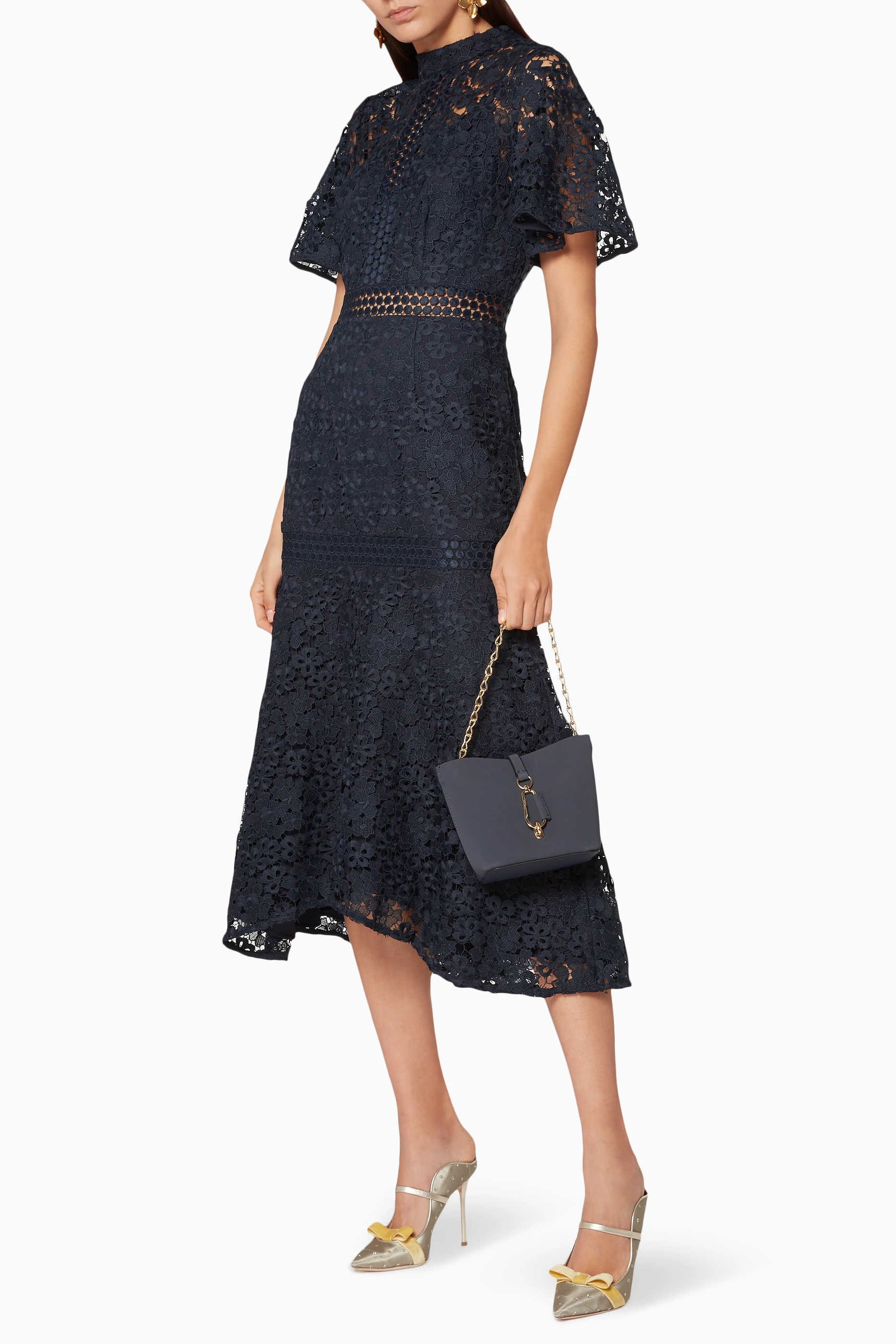 Buy Keepsake The Label Blue Navy Lace Utopia Midi Dress For Women Online Ounass Saudi