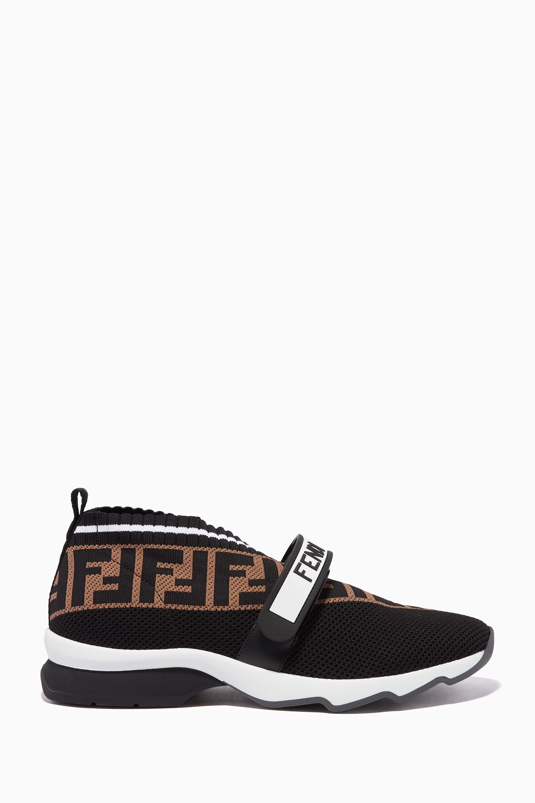 Buy Fendi Black Black Rockoko Velcro Strap Sneakers For Women Online Ounass Saudi