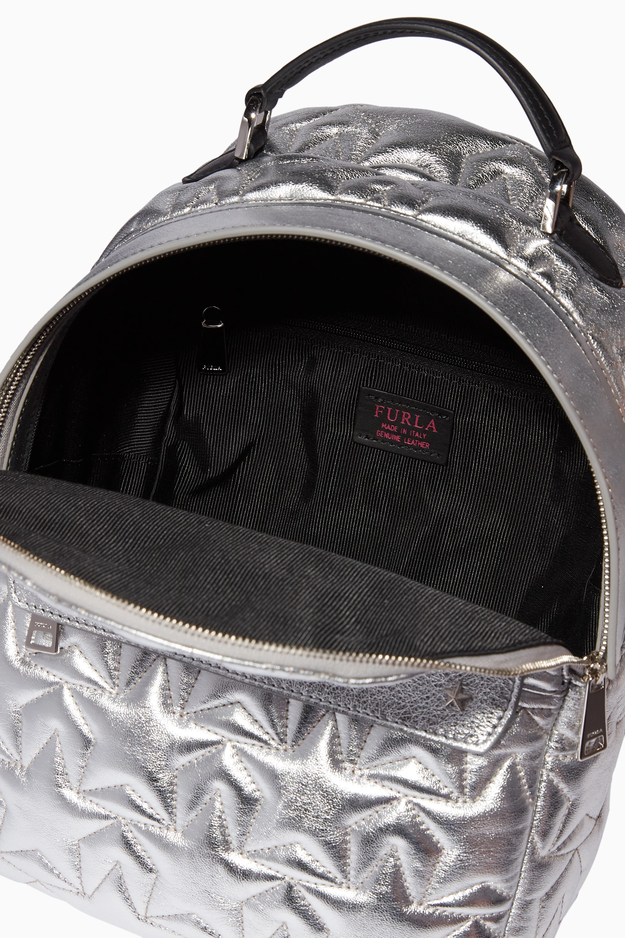 Buy Furla Silver Silver Quilted Favola Backpack For Women 