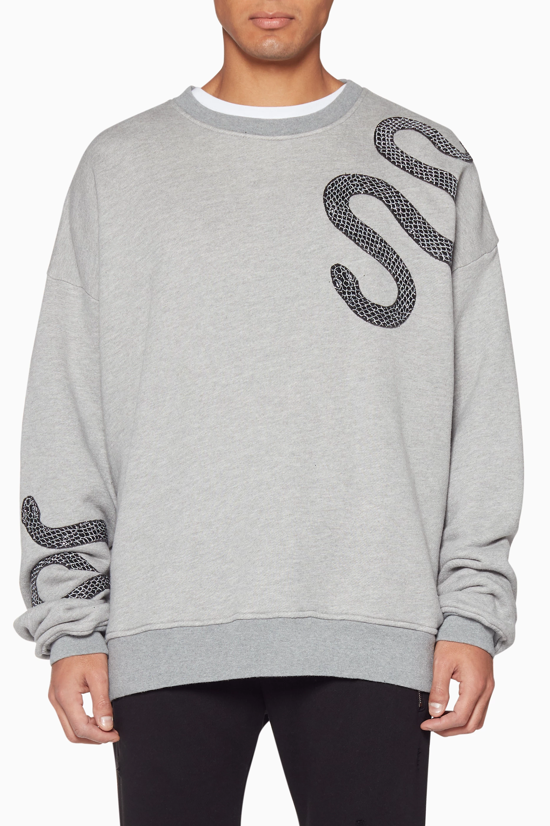 Amiri Snake Sweater Buy Amiri Grey Grey Oversized Glitter-Snake