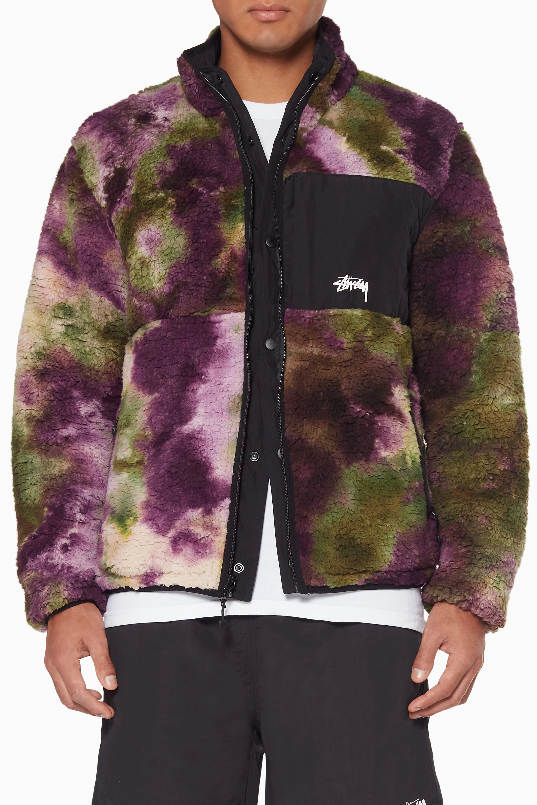 Buy Stussy Purple Multi Coloured Reversible Micro Fleece Jacket For Men Online Ounass Saudi