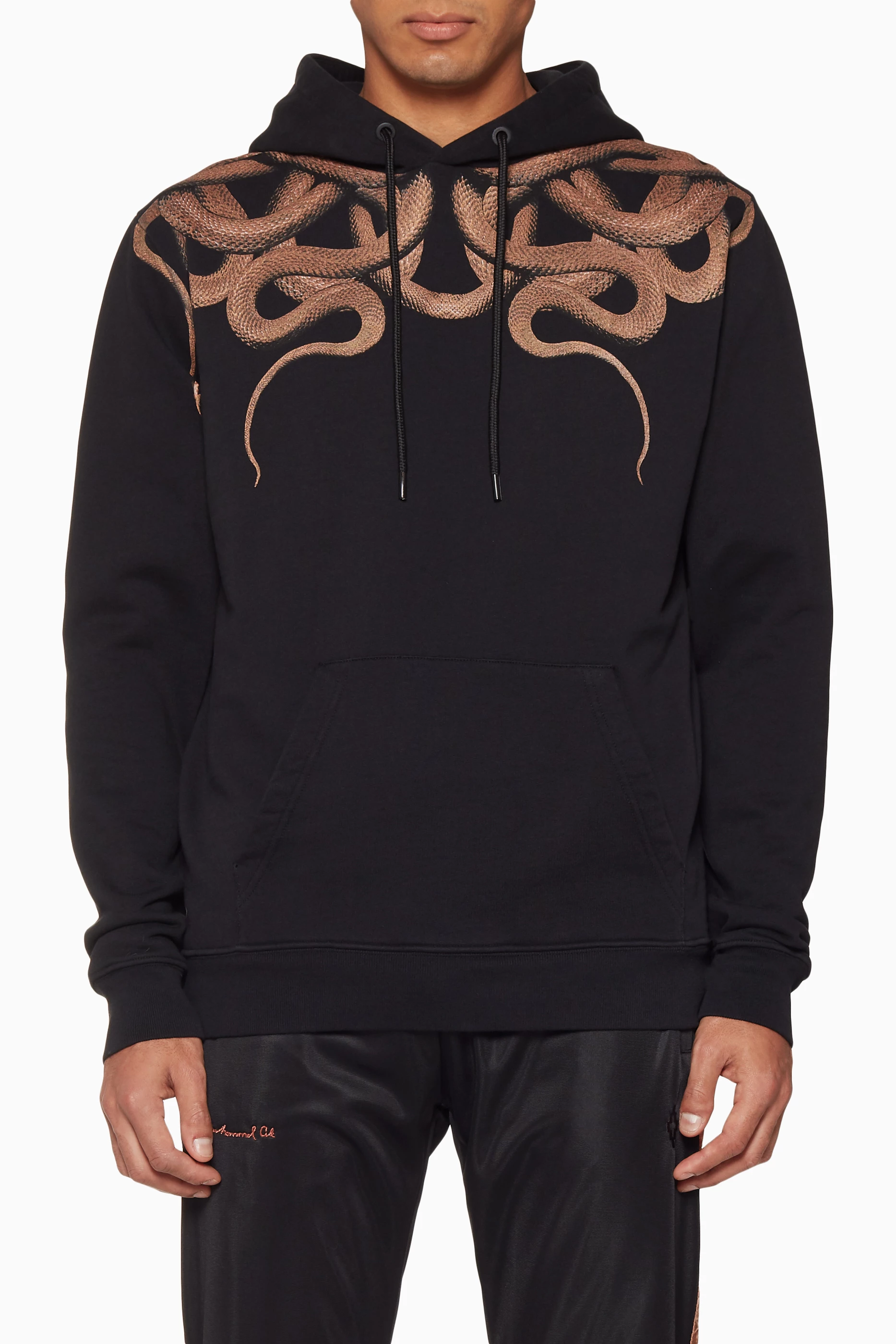 Buy Marcelo Burlon Black Black Printed Snakes Hoodie For Men