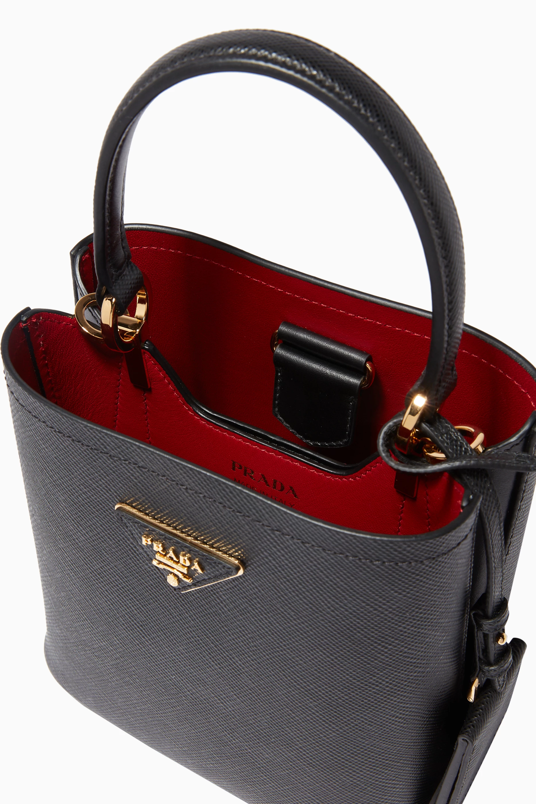 Buy Prada Black Mini Saffiano Leather Bucket Bag For Women Online Ounass Saudi