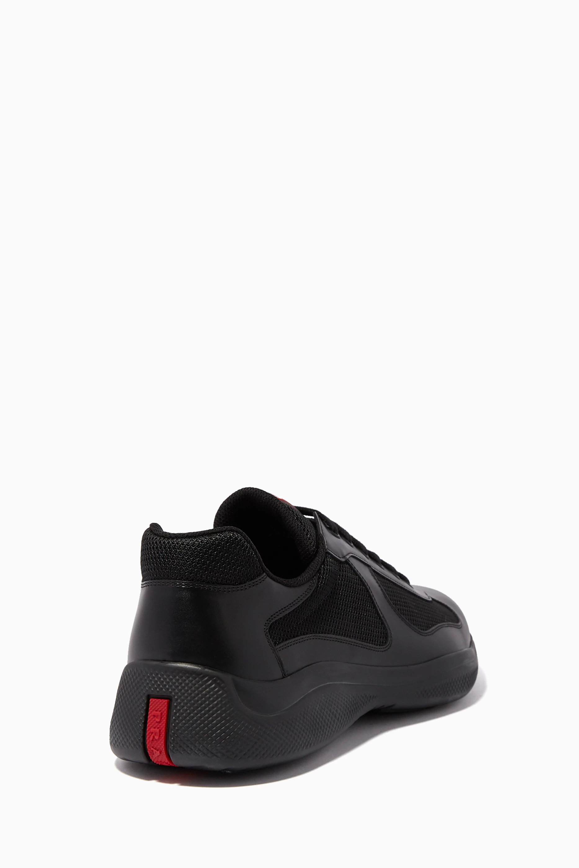 Buy Prada Black Black America s Cup Leather Knit Sneakers For Men Online Ounass Saudi