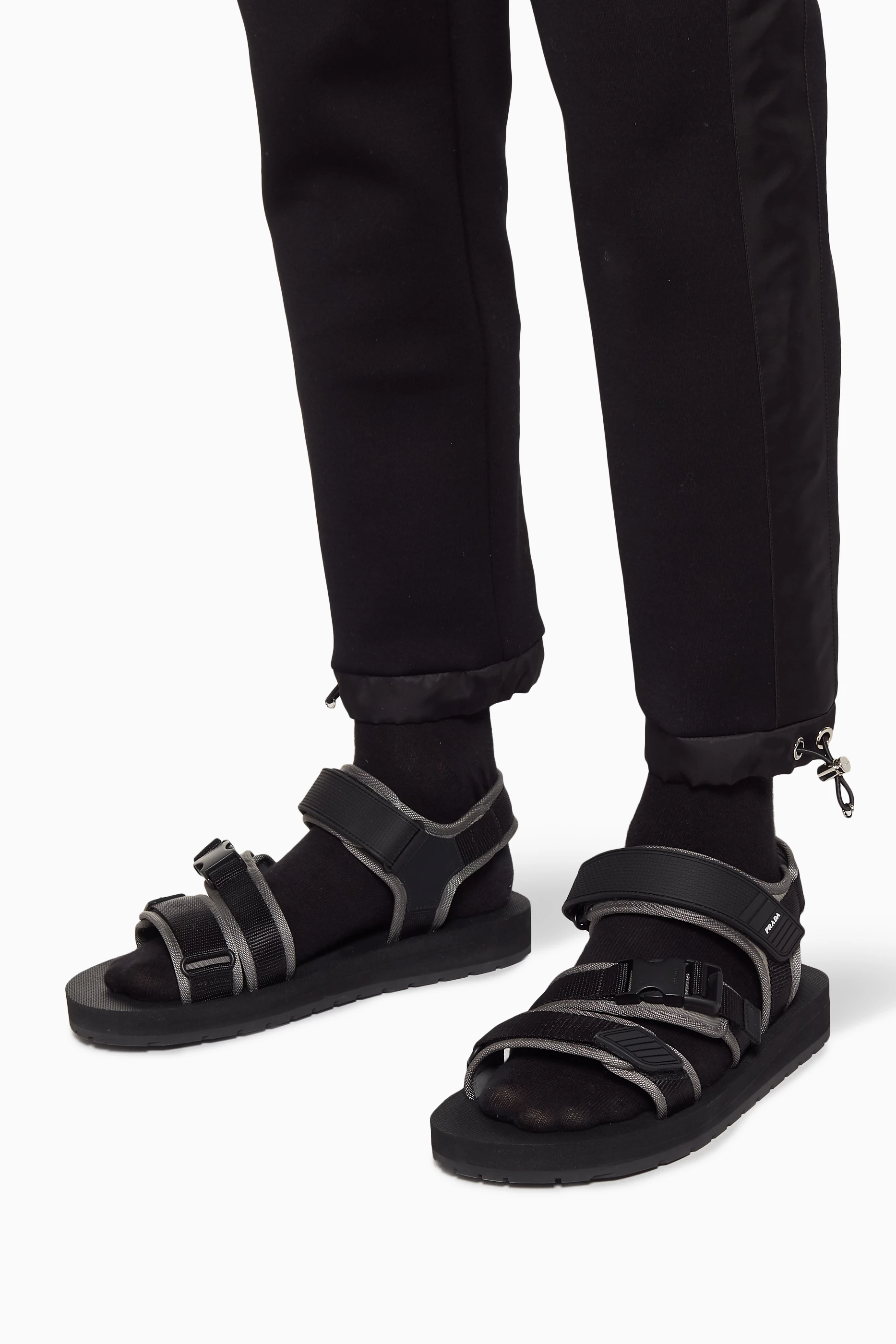 Buy Prada Black Black Nylon Tech Sandals For Men Online Ounass Saudi