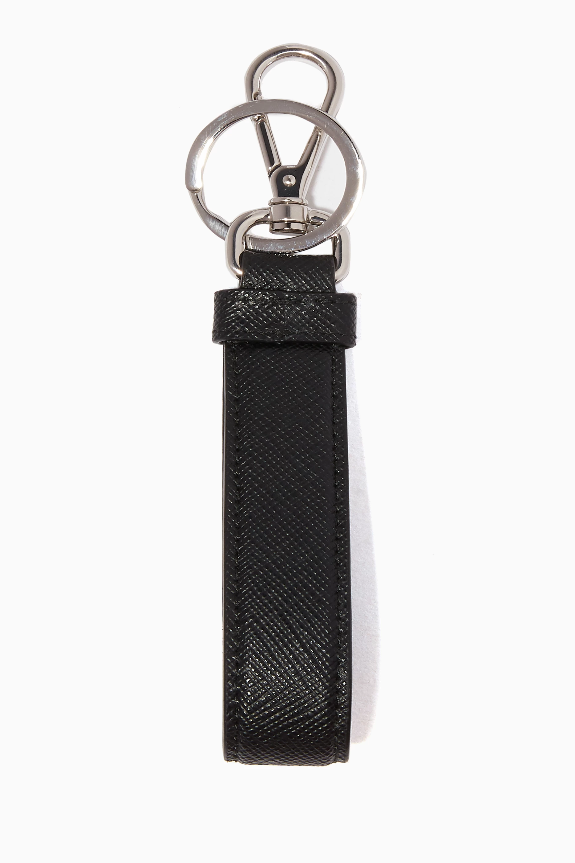 【関税&送料込】Prada Black Leather Key Ring Black Leather key ring | PRADA