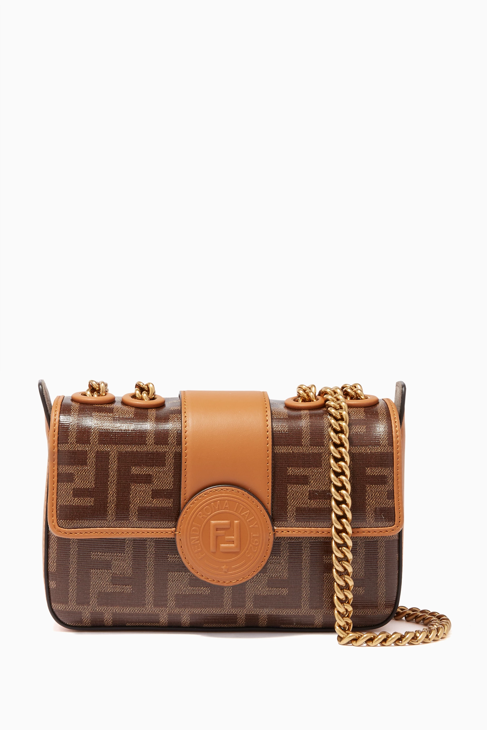 Buy Fendi Brown Brown Logo Baguette Shoulder Bag For Women Online Ounass Saudi