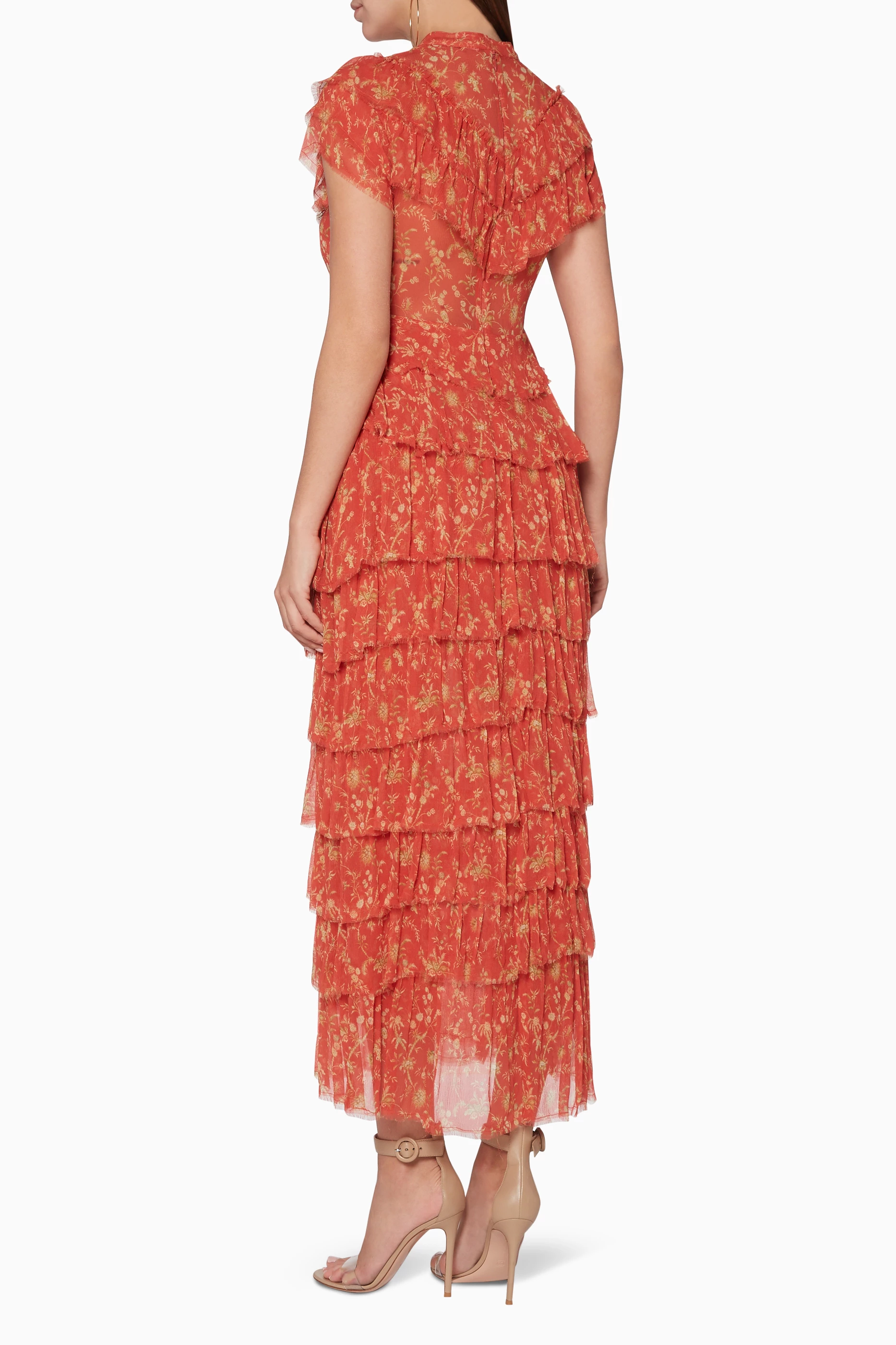 Buy SIR The Label Red Red Posey Ruffled Silk Chiffon Gown For Women Online  | Ounass Saudi