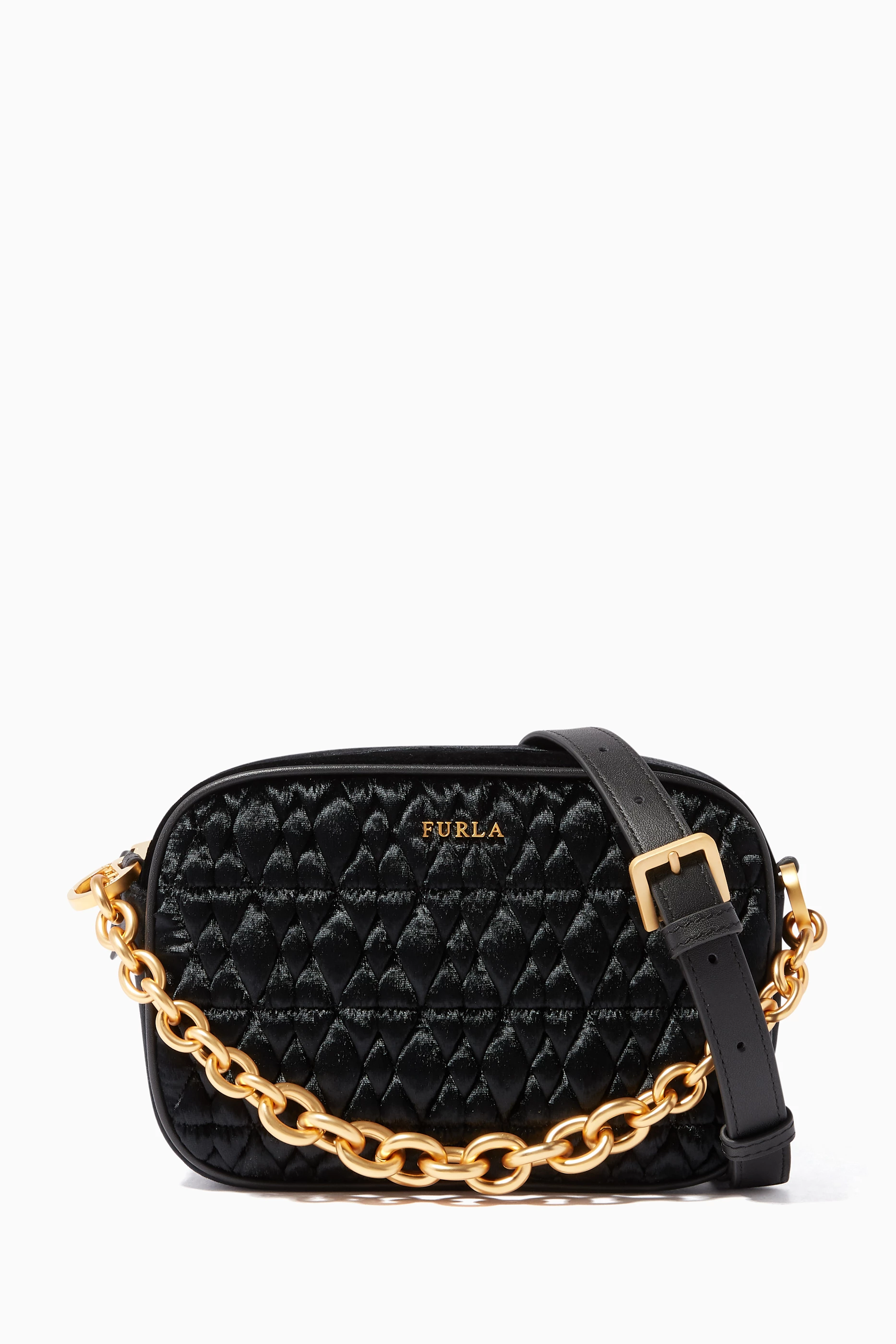 Buy Furla Black Onyx Black Quilted Velvet Cometa Mini Cross Body Bag Online for Women Ounass Saudi