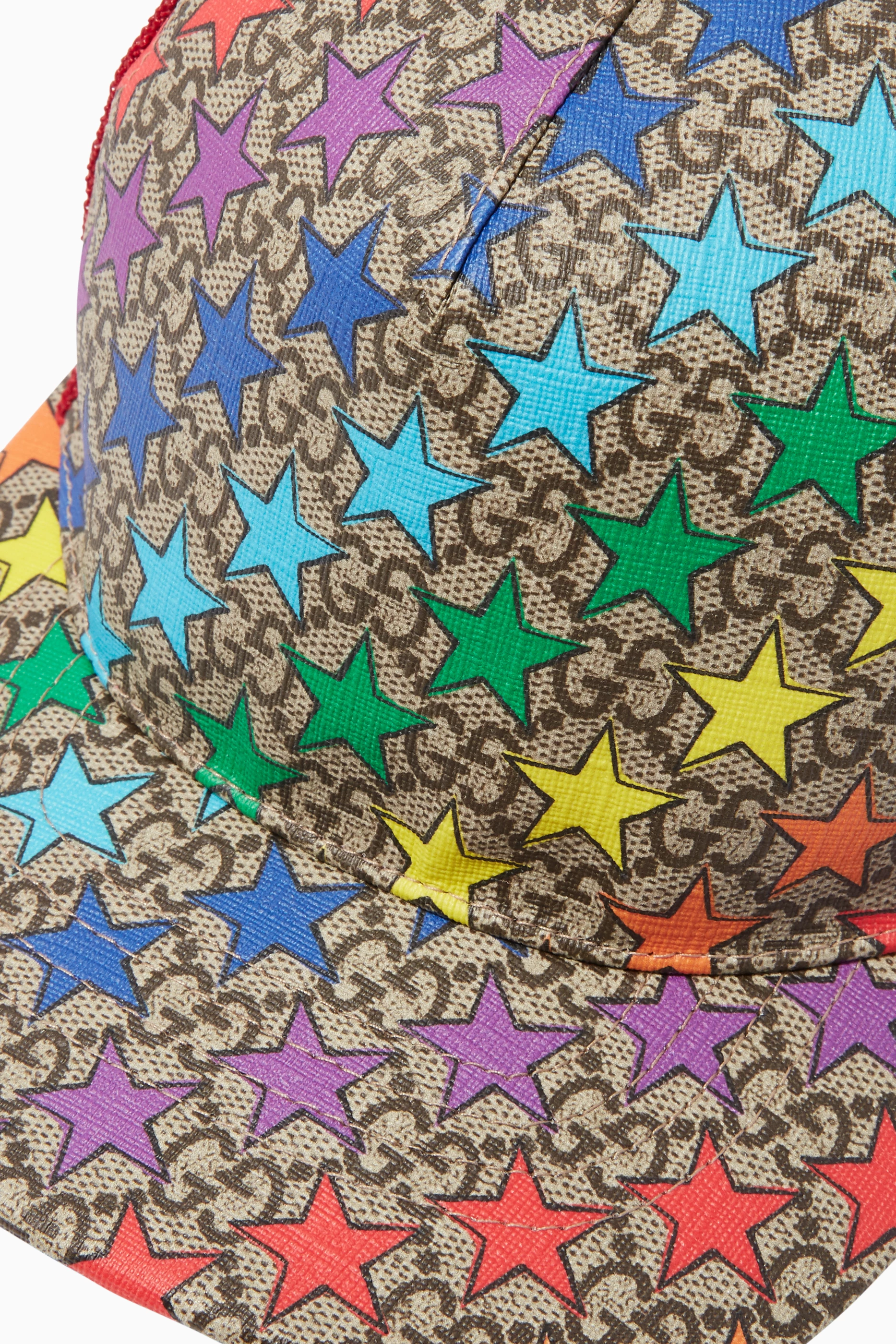 Buy Gucci Red GG Rainbow Star Baseball Cap For Girls Online