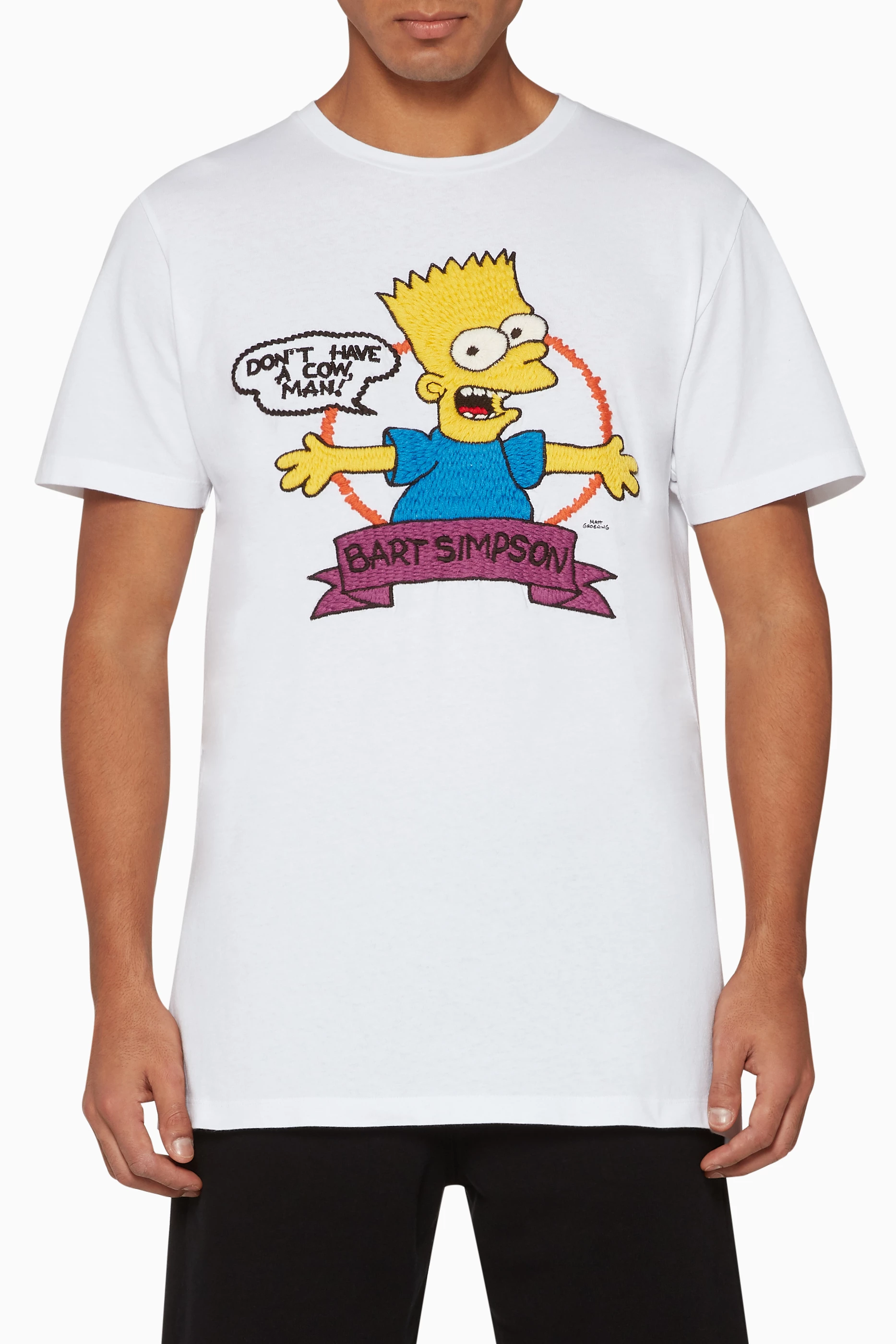 Buy Off-White White Bart Simpson Embroidered T-Shirt For Men