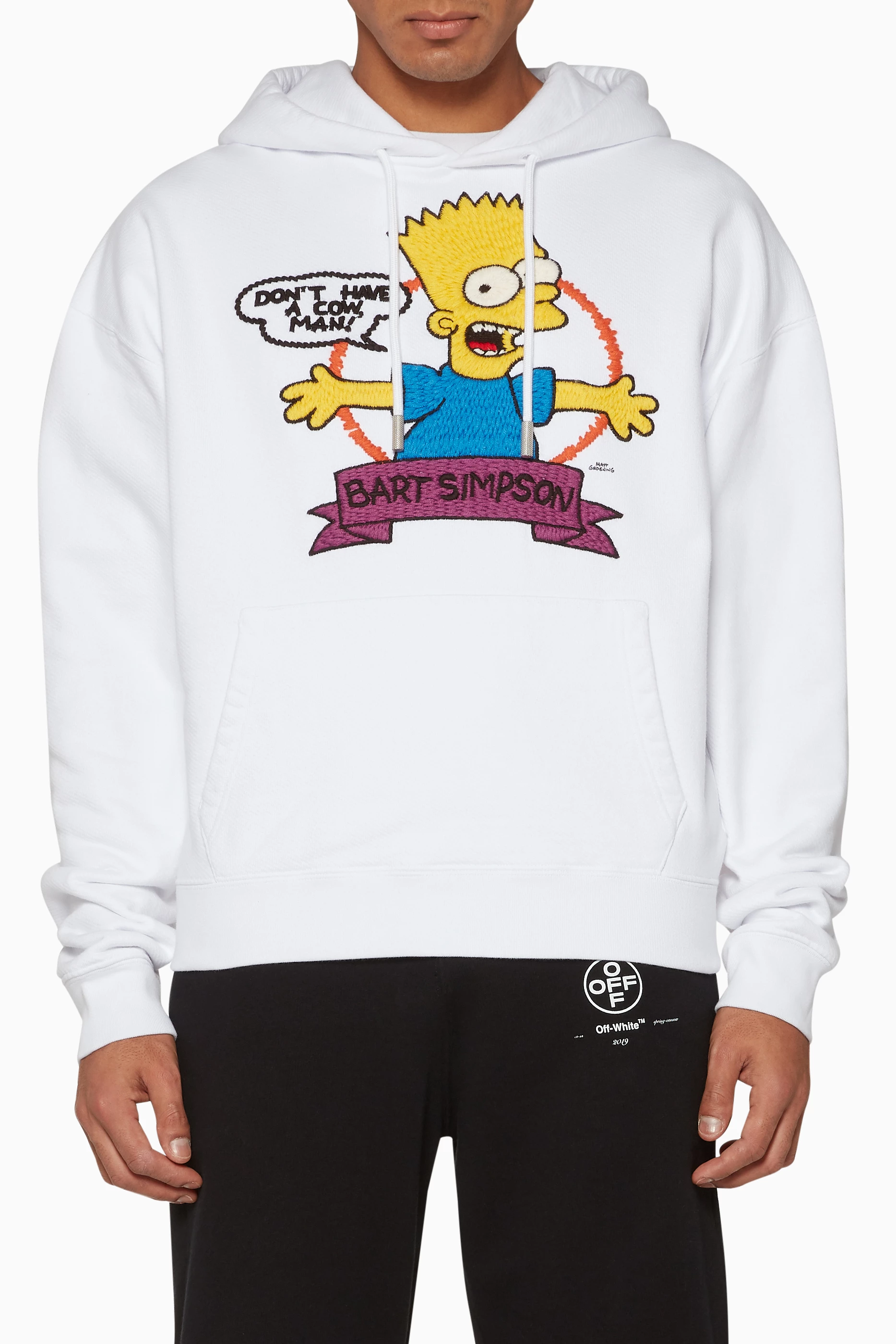 Buy Off White White Bart Simpson Embroidered Hoodie For Men Online Ounass Saudi