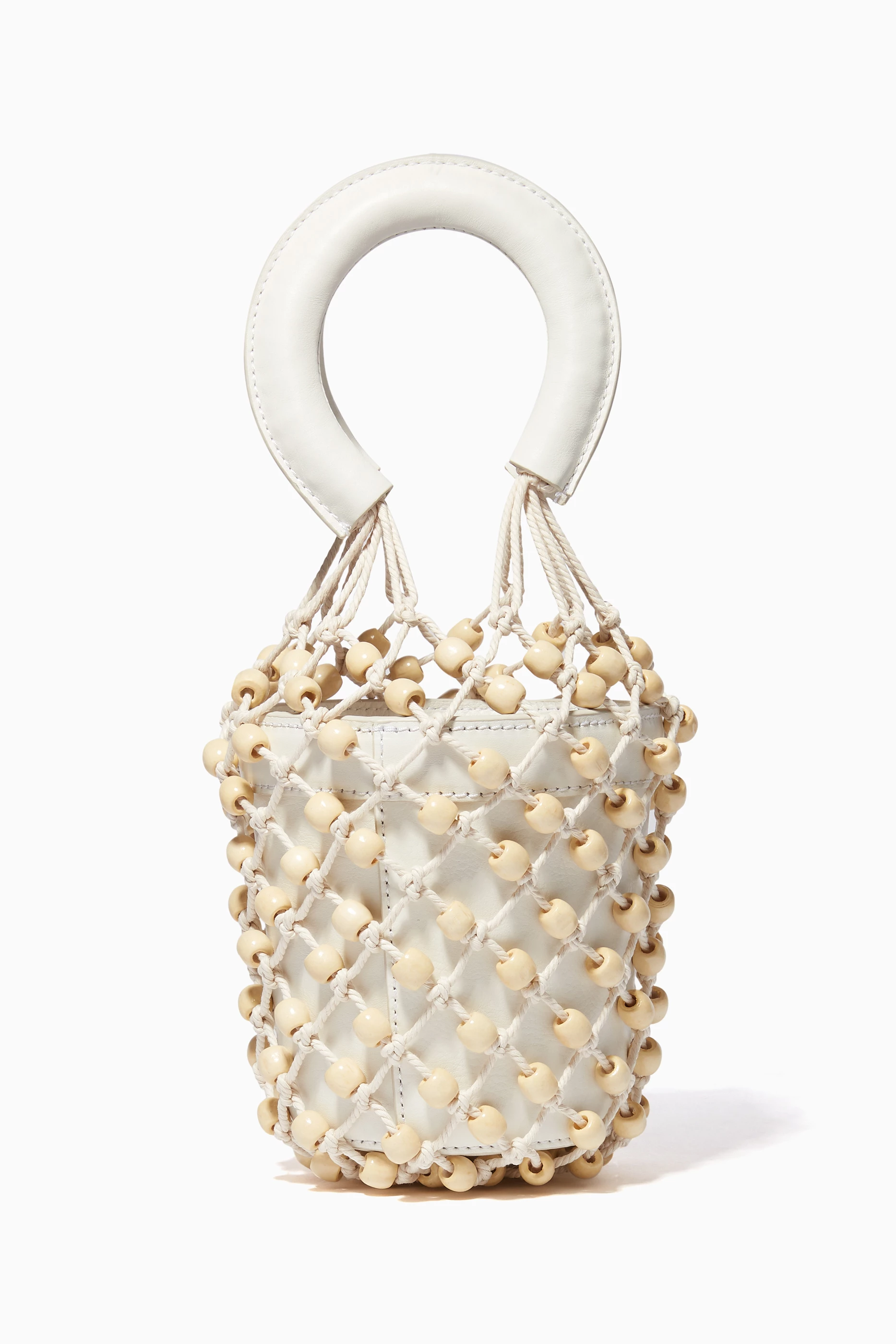 Buy Staud White Mini Beaded Macrame Moreau Bucket Bag For Women Online Ounass Saudi