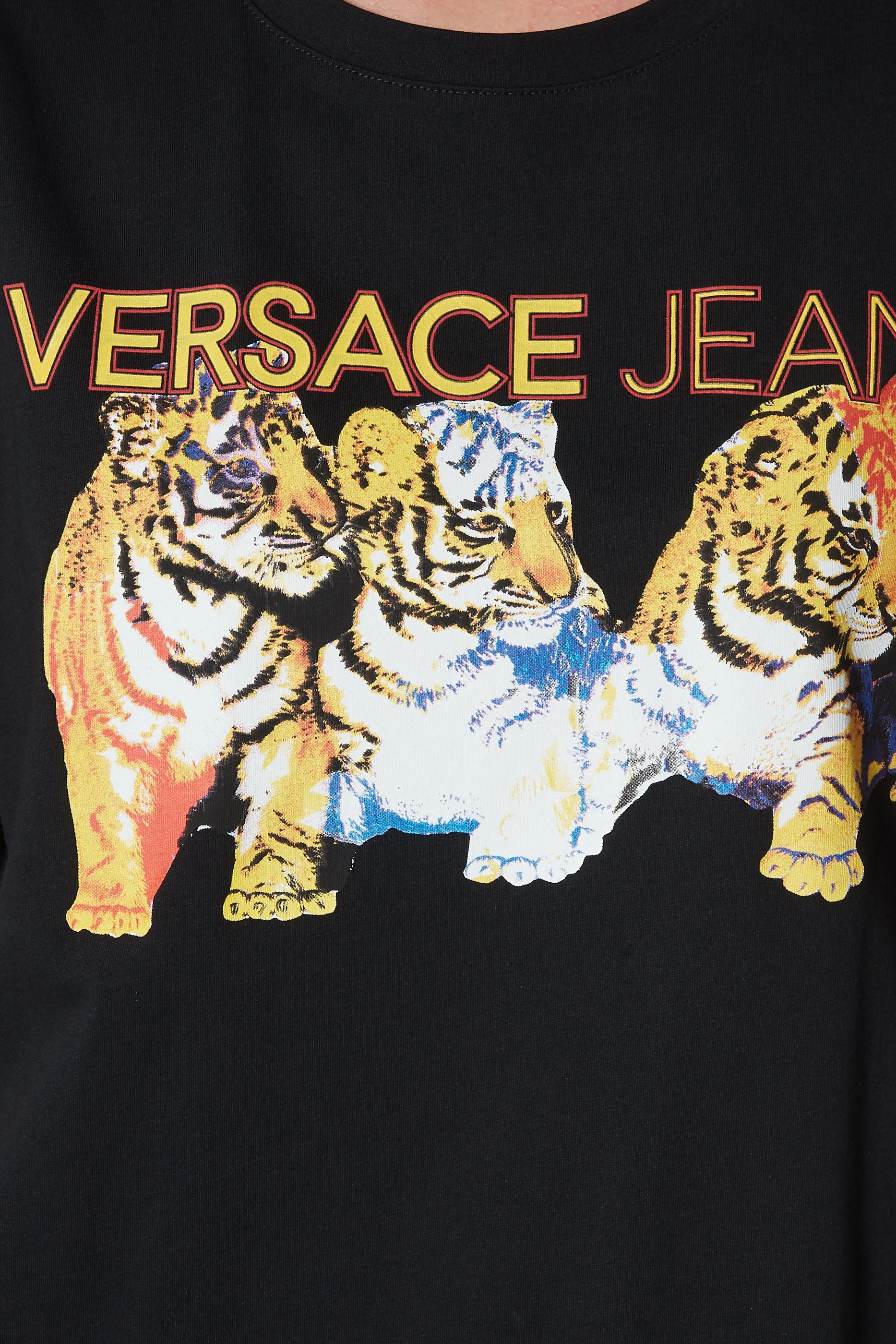 Buy Versace Jeans Couture Black Black Tiger Print Boxy T-Shirt For 