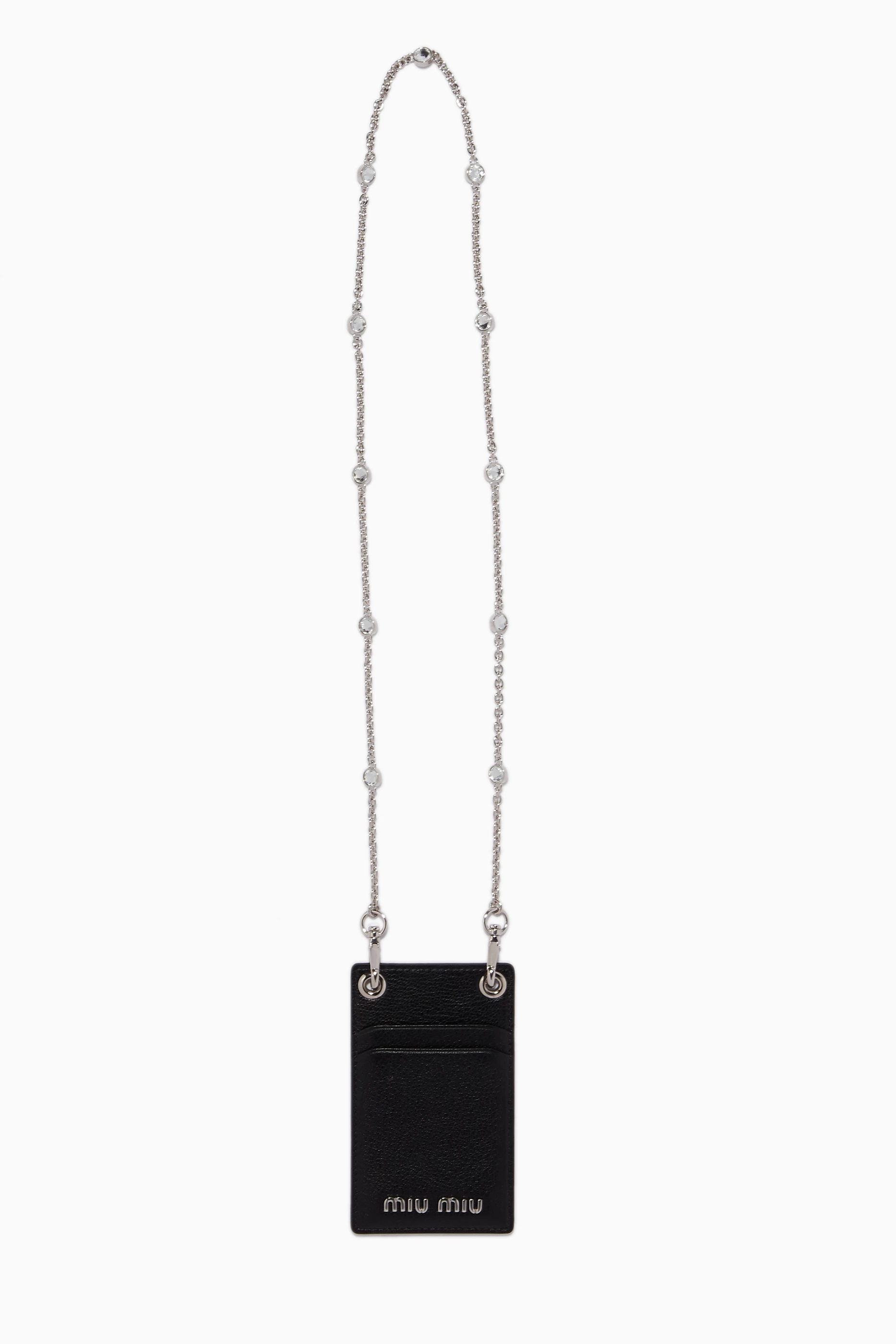 Buy Miu Miu Black Black Madras Leather Card Holder For Women Online Ounass Saudi