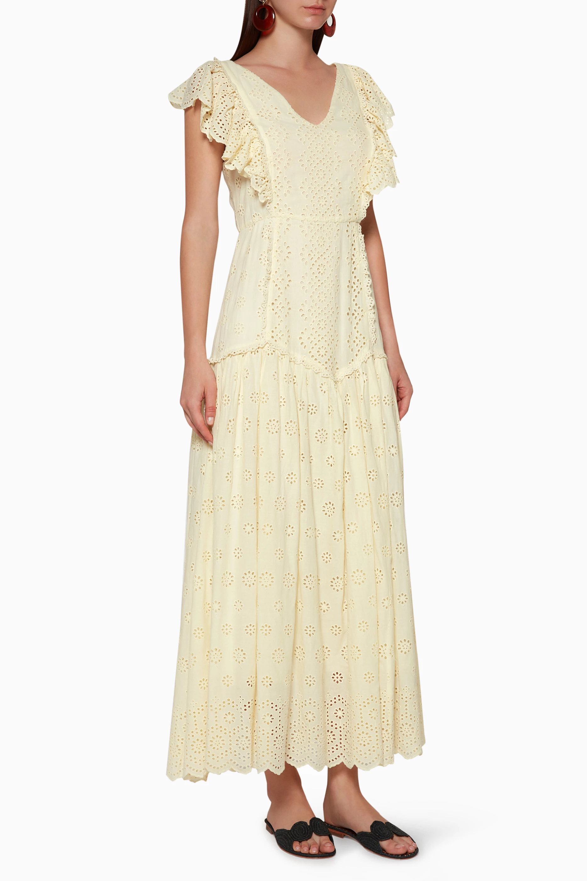 Buy LoveShackFancy Yellow Broderie Anglaise Cressida Dress For Women Online Ounass Saudi