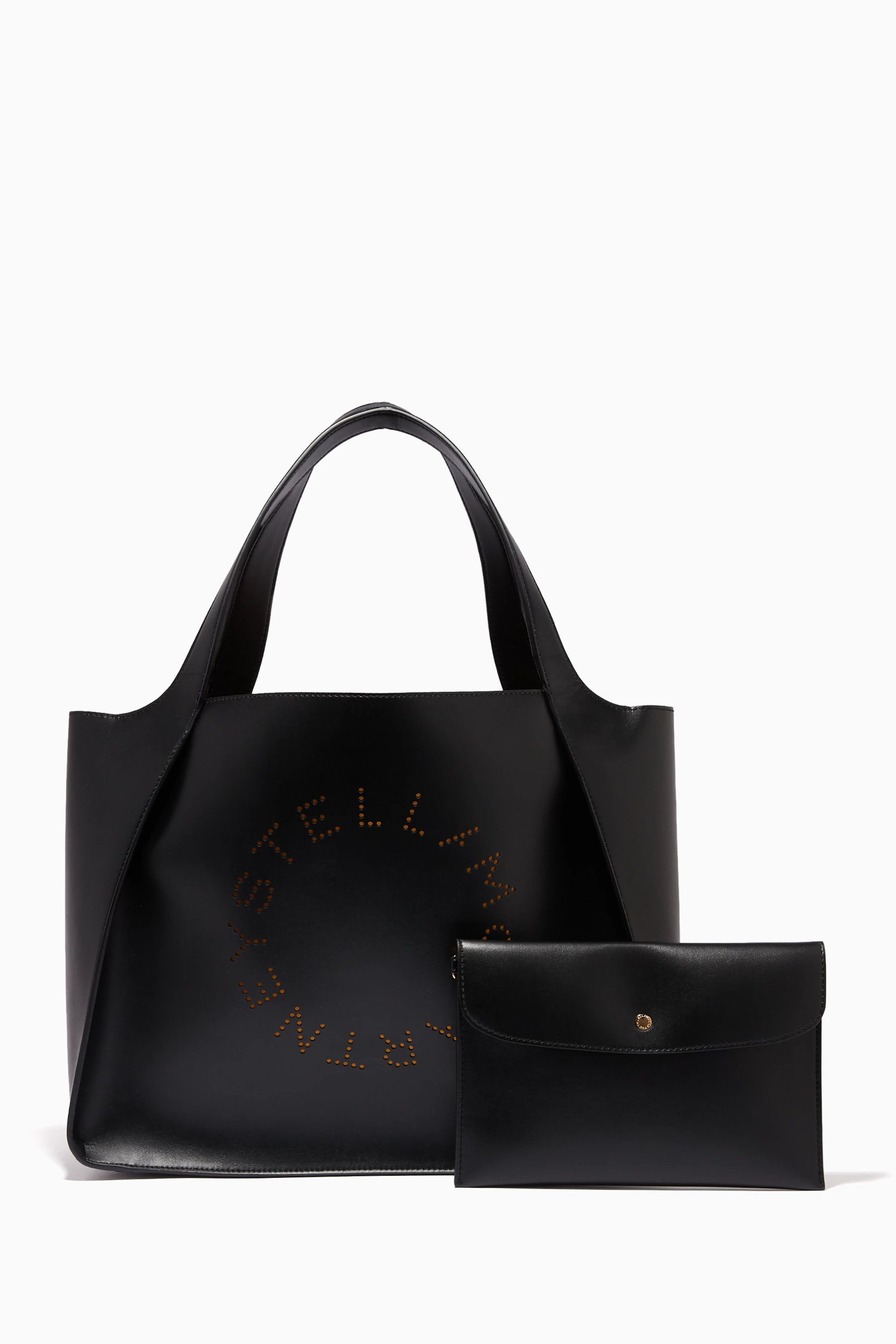Buy Stella McCartney Black Perforated Logo Leather Tote Bag