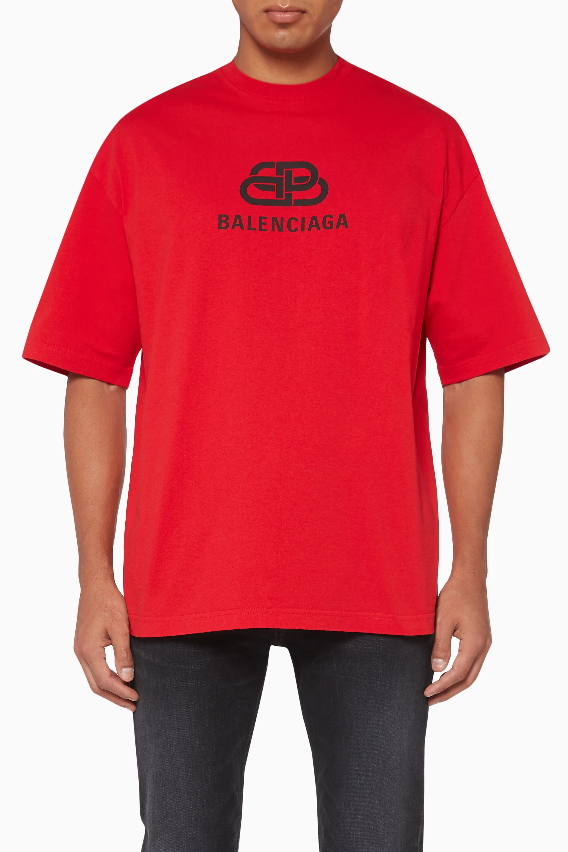 Buy Balenciaga Red BB New Logo T-Shirt For Men Online | Ounass Saudi