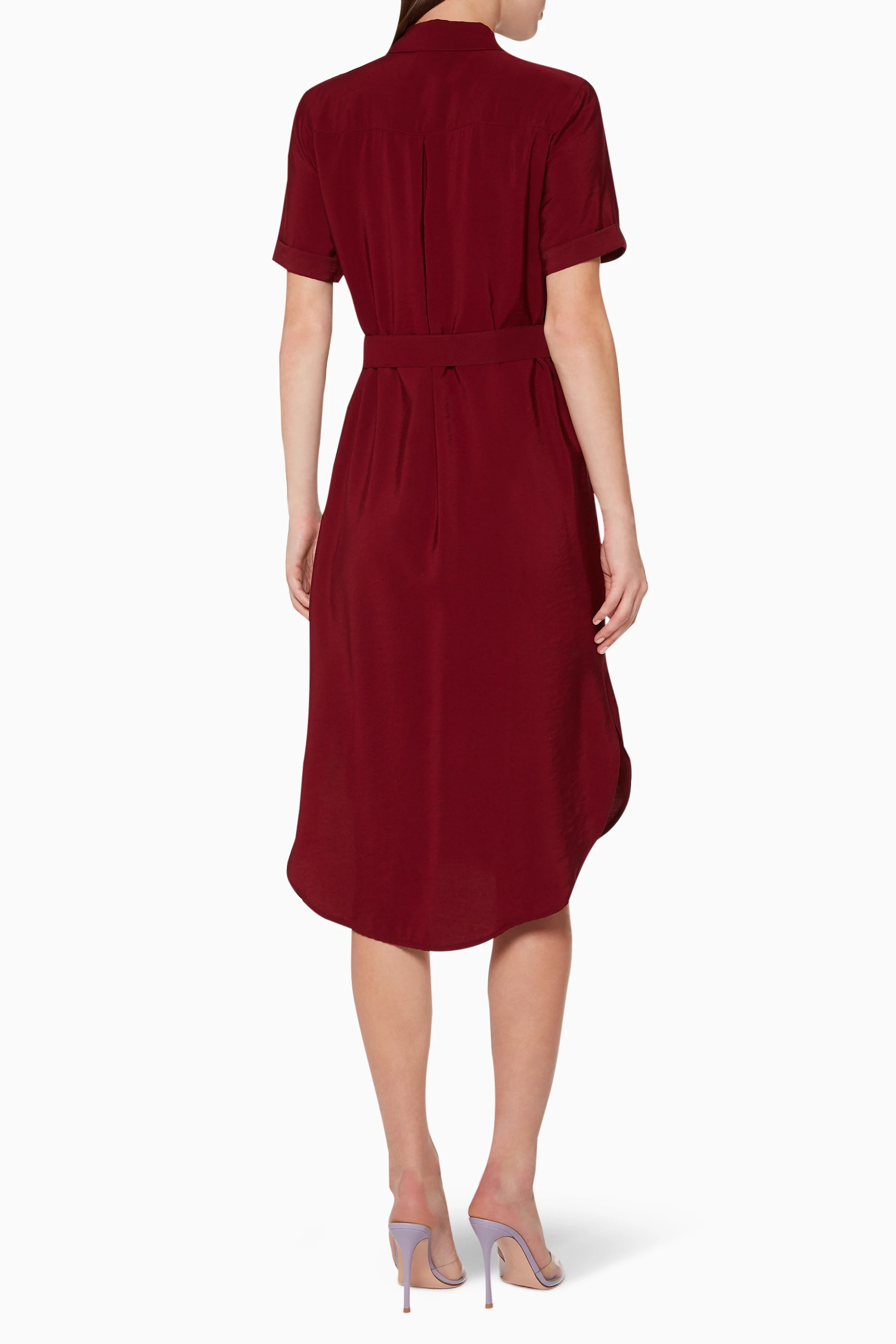 Buy WHISTLES Burgundy Montana Longline Shirt Dress For Women Online Ounass Saudi