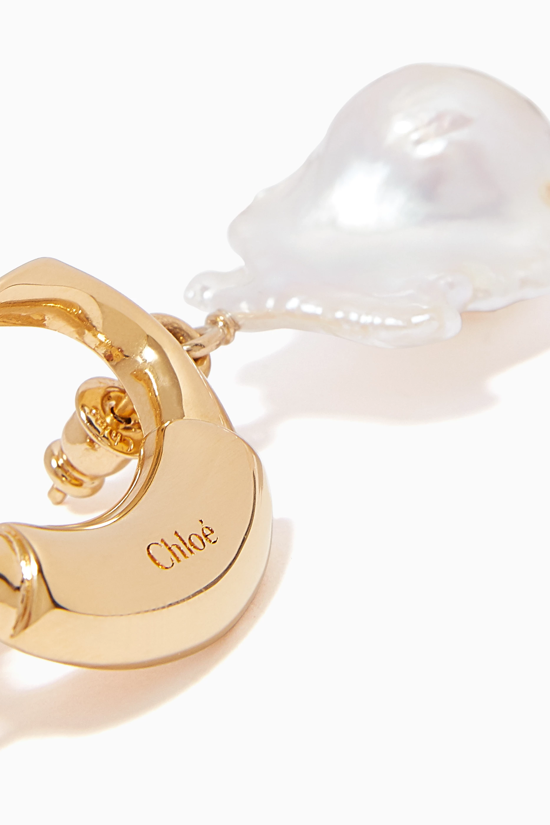 Buy Chloé Gold Darcey Baroque Brass Pearl Earrings For Women