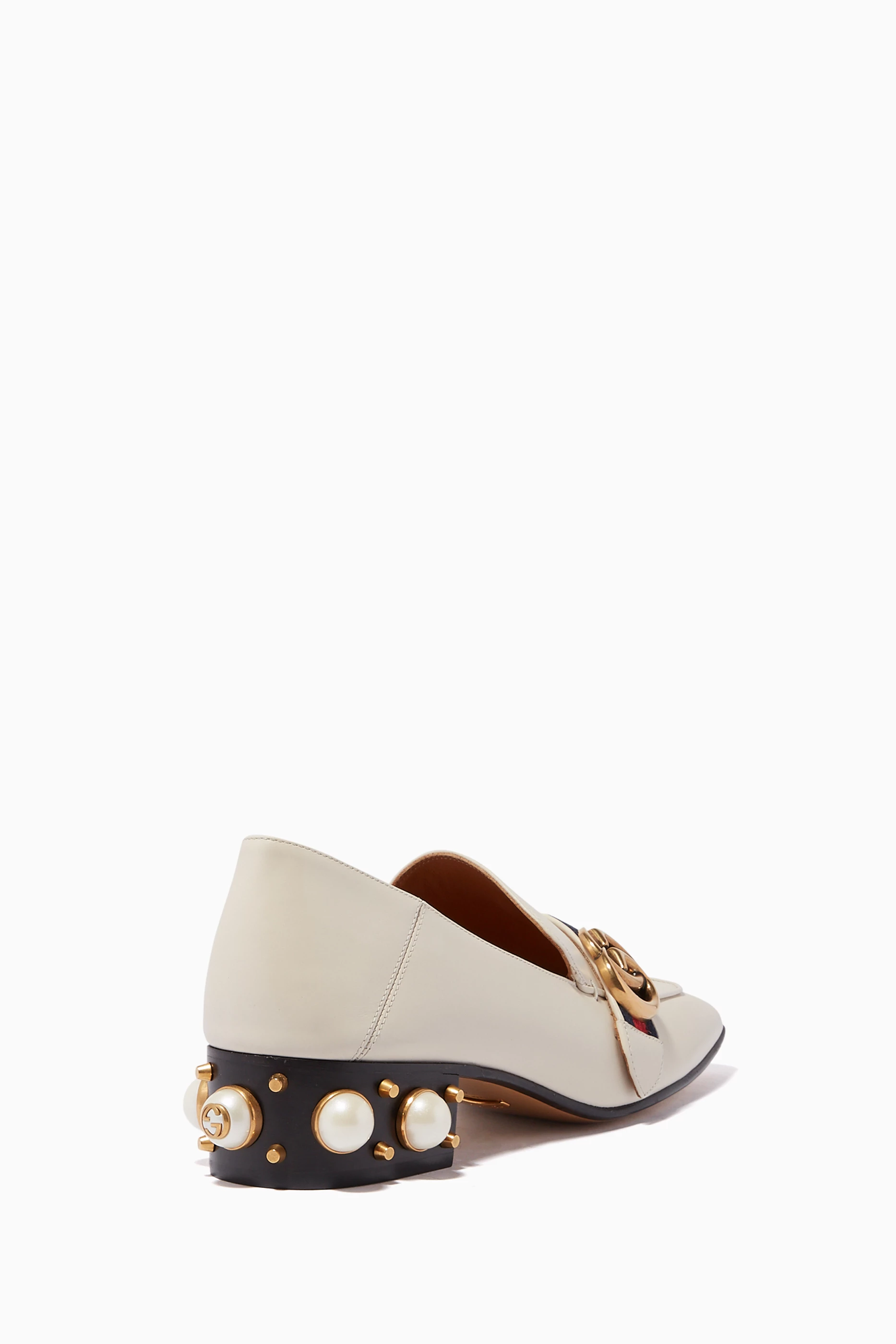 Gucci pearl heel loafer top