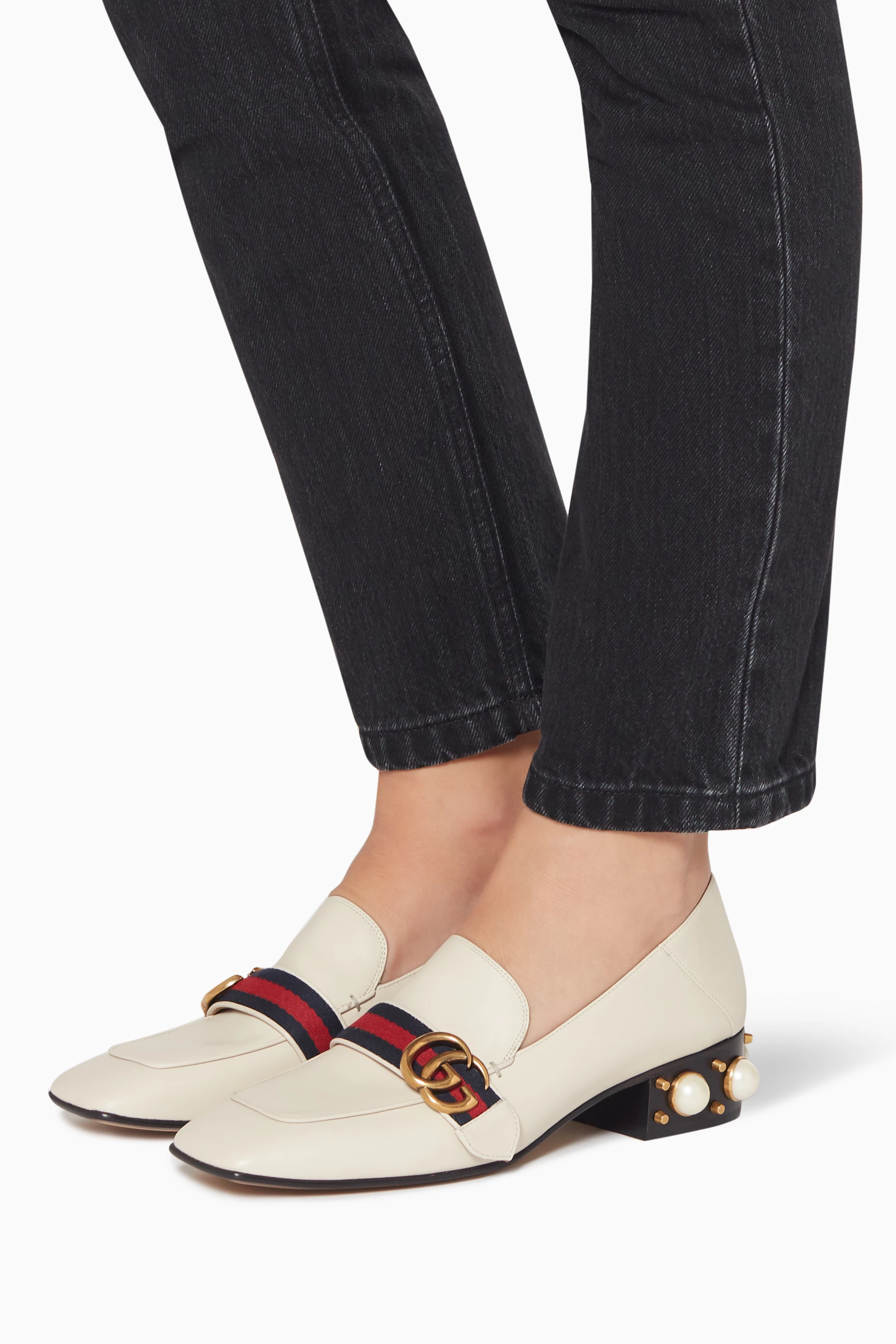 Gucci pearl heel loafer sales