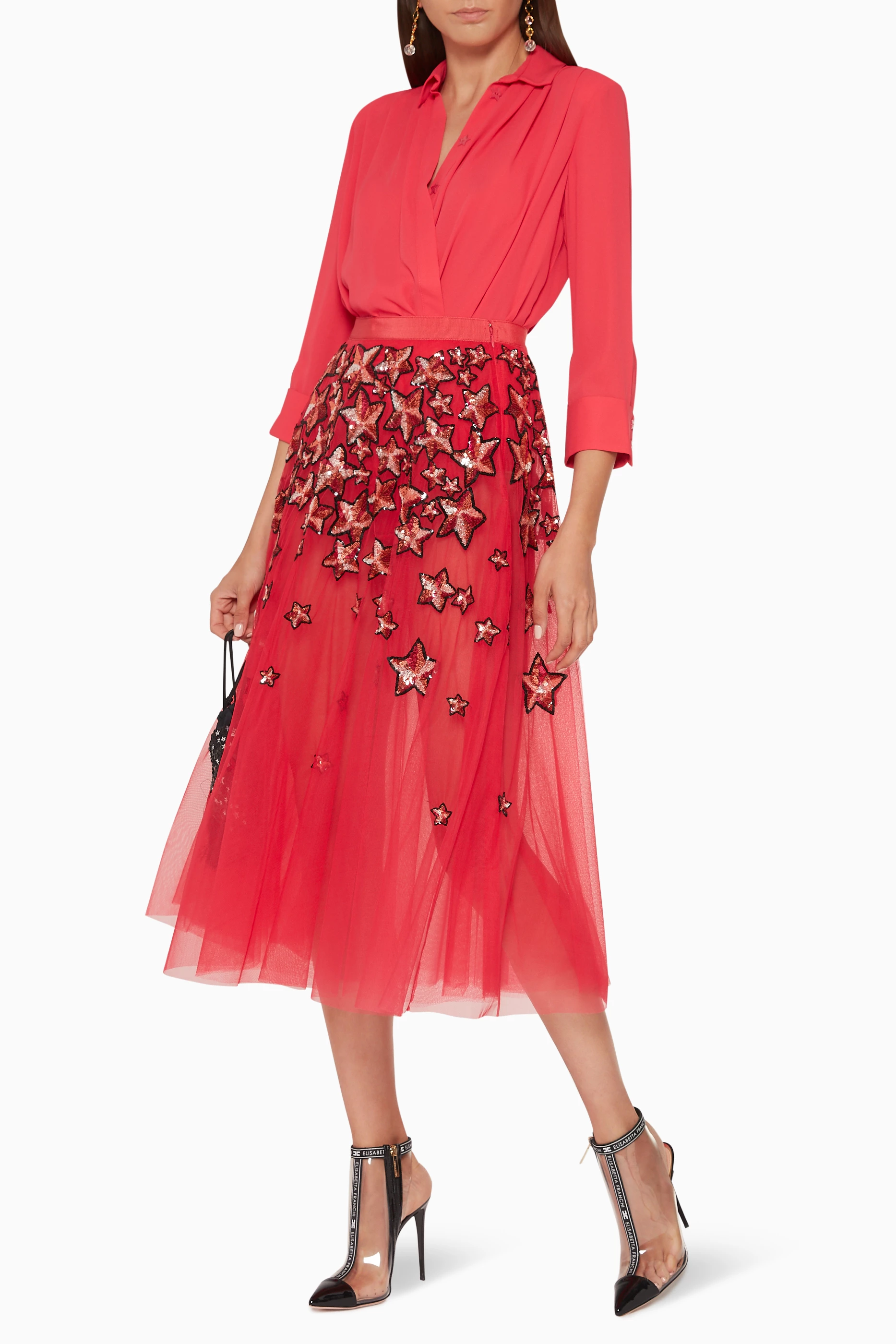 スカート FENDI ANTIQUED PINK TULLE SKIRT Fendi - Embroidered tulle skirt Pink - The Corner