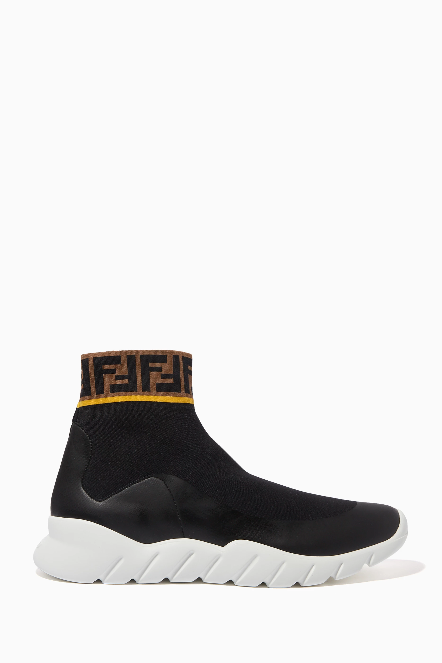 Buy Fendi Black FF Logo Print Tech Knit Sock Sneakers For Men Online Ounass Saudi