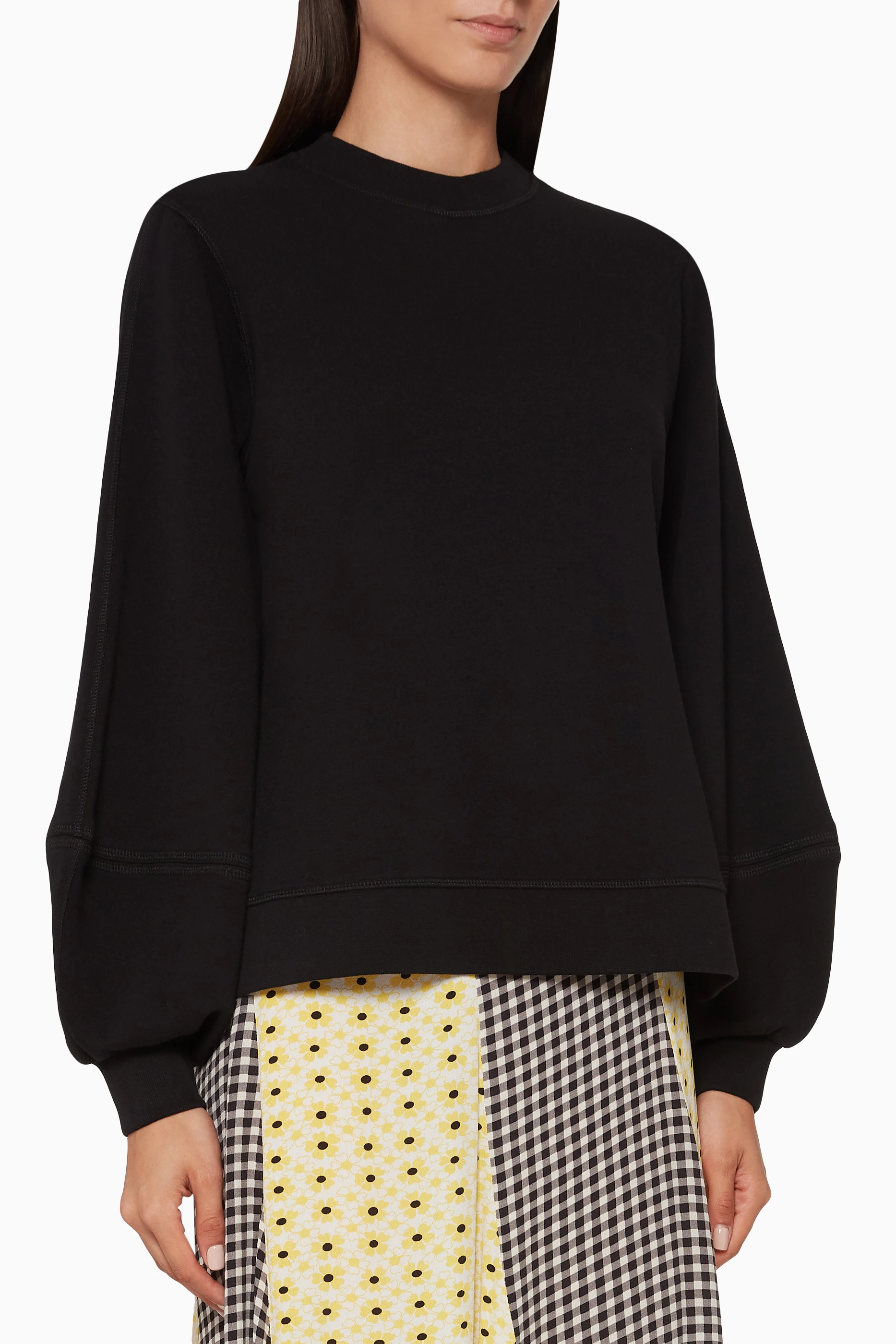 Buy Ganni Black Isoli Balloon-Sleeved Sweater For Women Online