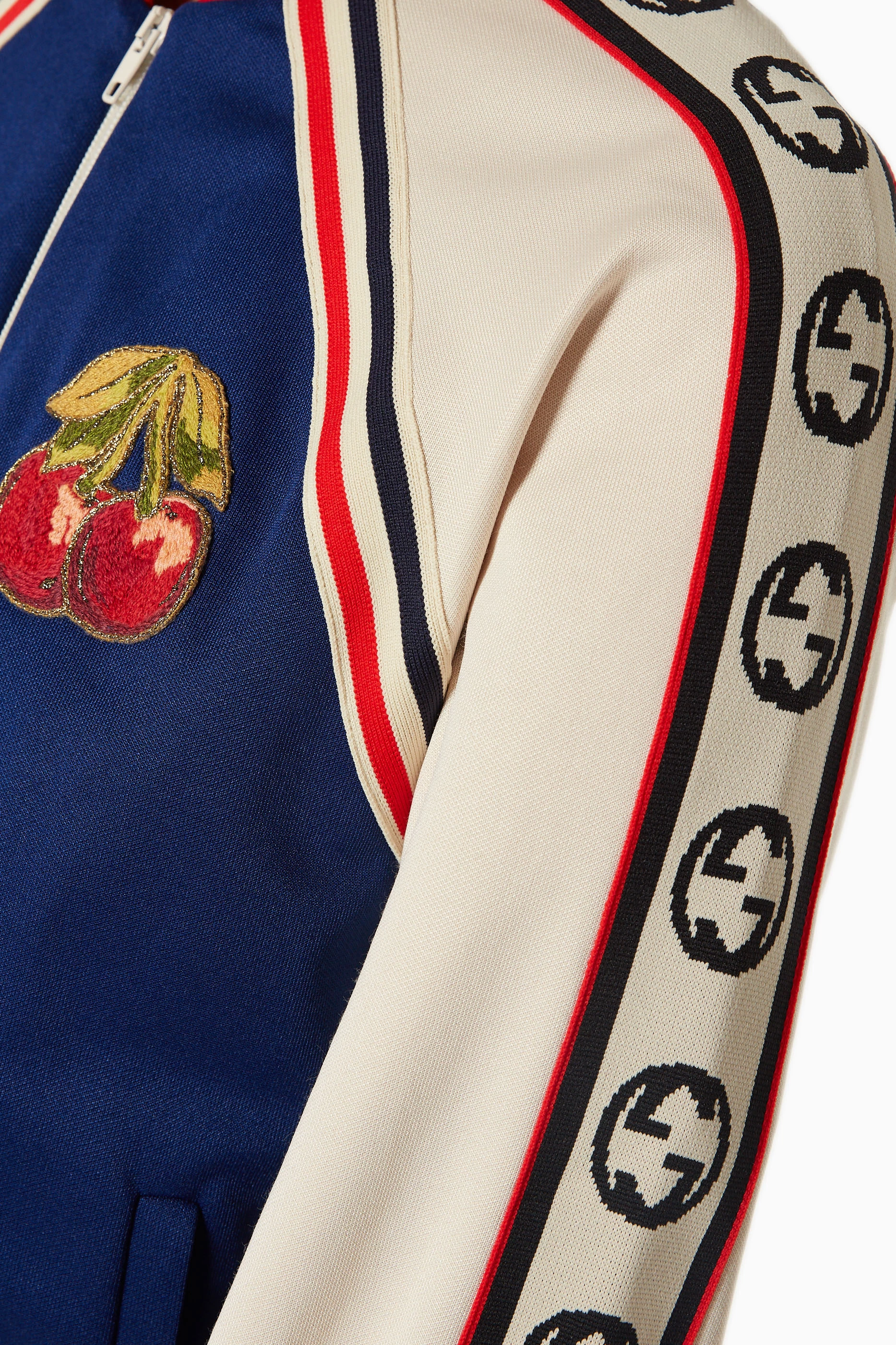 Buy Gucci Blue Cherry Patch Jersey Jacket For Women Online Ounass Saudi